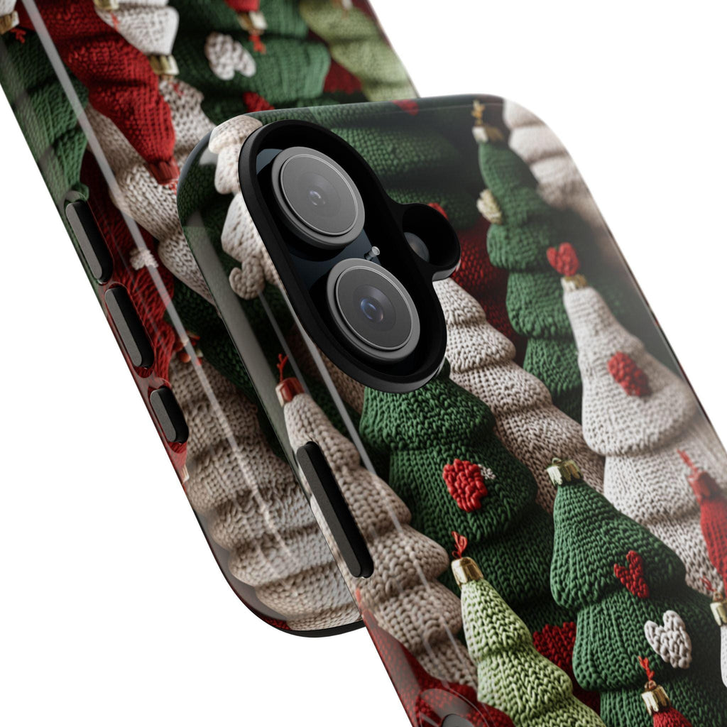 Christmas Tree Red Green White Phone case Knitted effect - Winte Holiday Phone cover for iPhone 16 15 14 13 Magsafe Plus, Samsung S24, 443.1