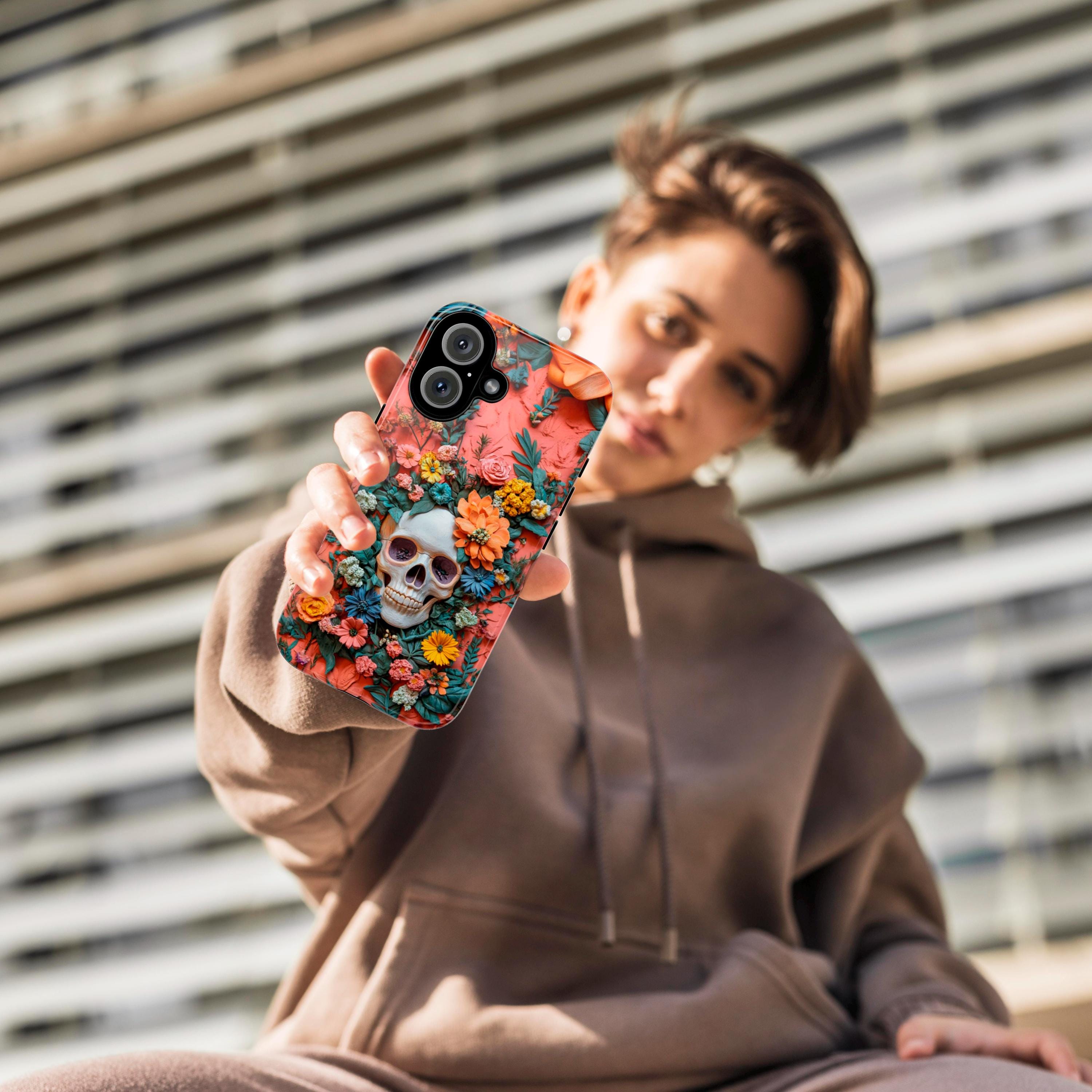 Anatomy Skeleton 3D Design Phone Case, Anatomical Art Design, Flowers & Skeleton Phone Cover for iPhone 16 15 Pro Max, Samsung S24, 435.8
