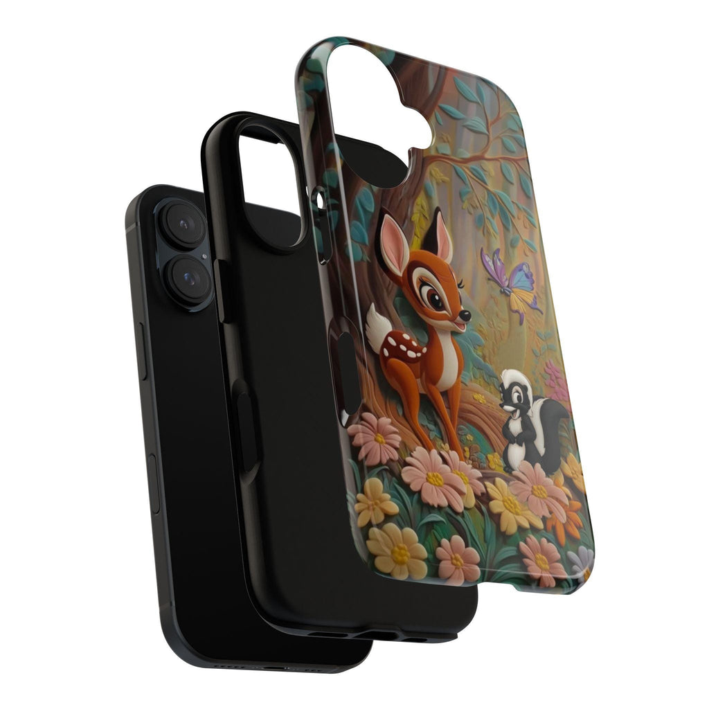 Bambi and Skunk Phone Case, Disney Floral Forest Design, Cute Cartoon Bambi Friends for iPhone 16, 15, 14 Tough or Magsafe & Samsung, 442.50