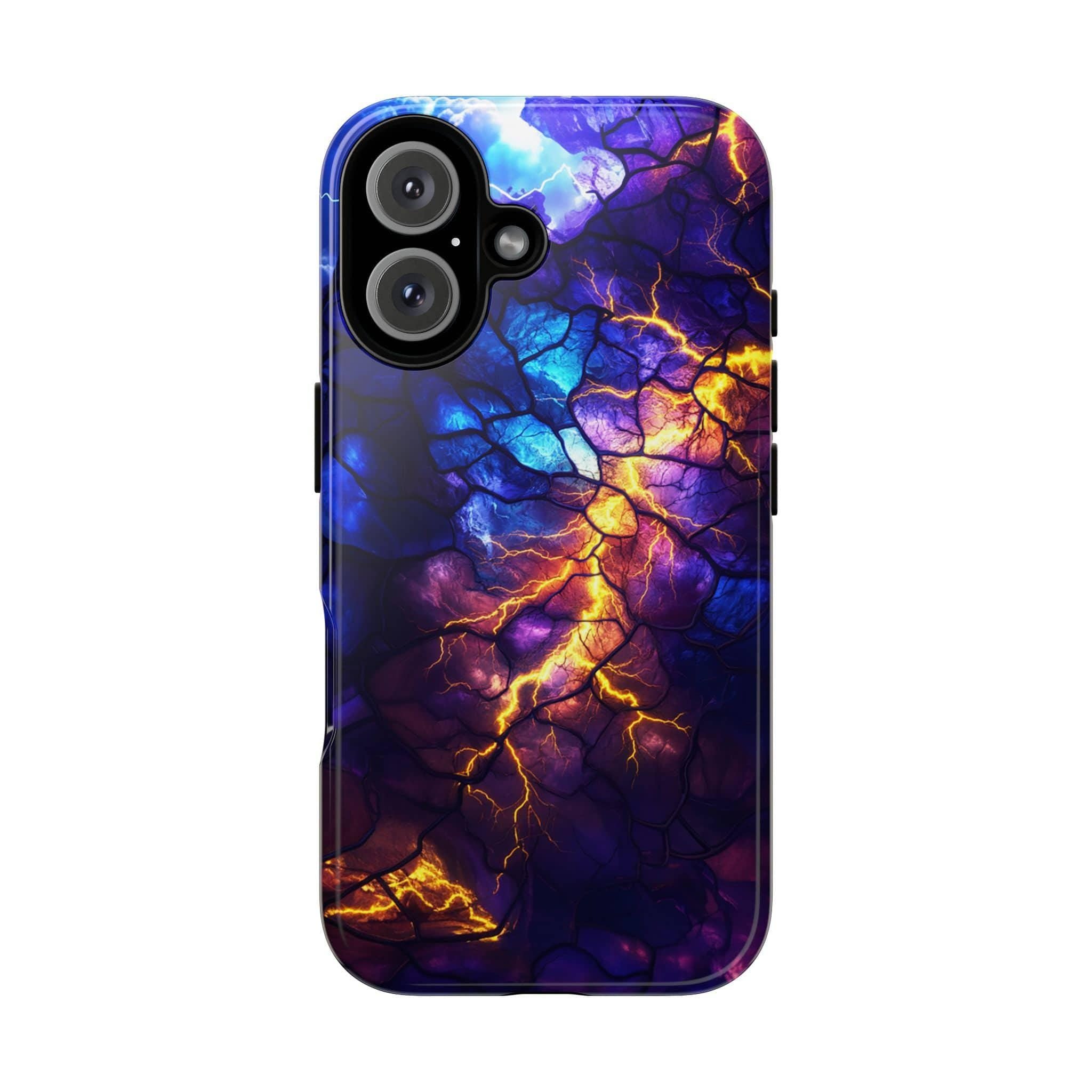 Stained Glass Phone Case with Lightning in the Sky | Aesthetic Mystic Design for iPhone 16 Pro Max 15 14 Plus Mag Safe, Samsung S25, 432.2
