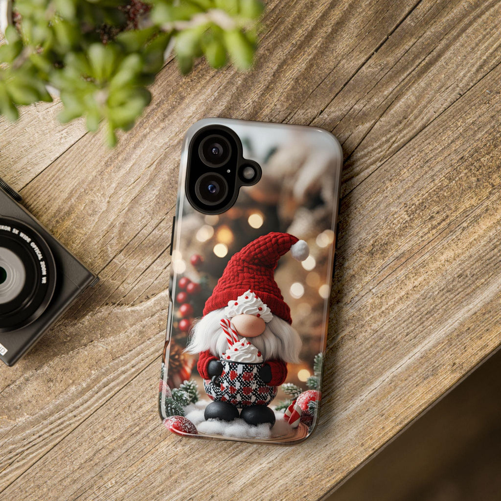 Cozy Xmas Holiday Gnome Phone Case, 3D Christmas Festive Gnome & Holly Design for iPhone 15 14 13 Magsafe, Samsung S25, Pixel, 427.5