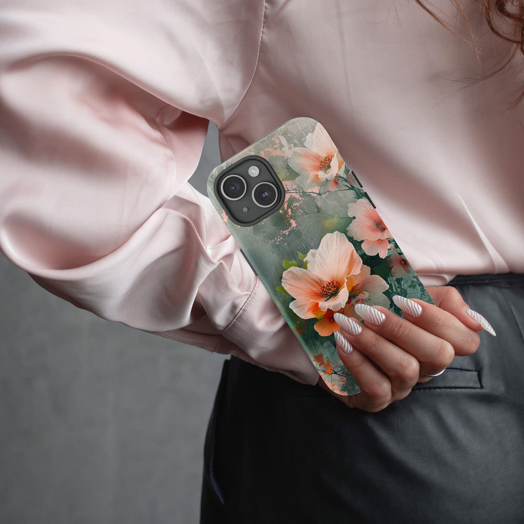 Fine Art Paint Floral Phone Case, Aesthetic Phone Case, Mother's Day Cover for iPhone  16 15 14 13 12 11 Pro Max Plus Samsung Galaxy S23 S22