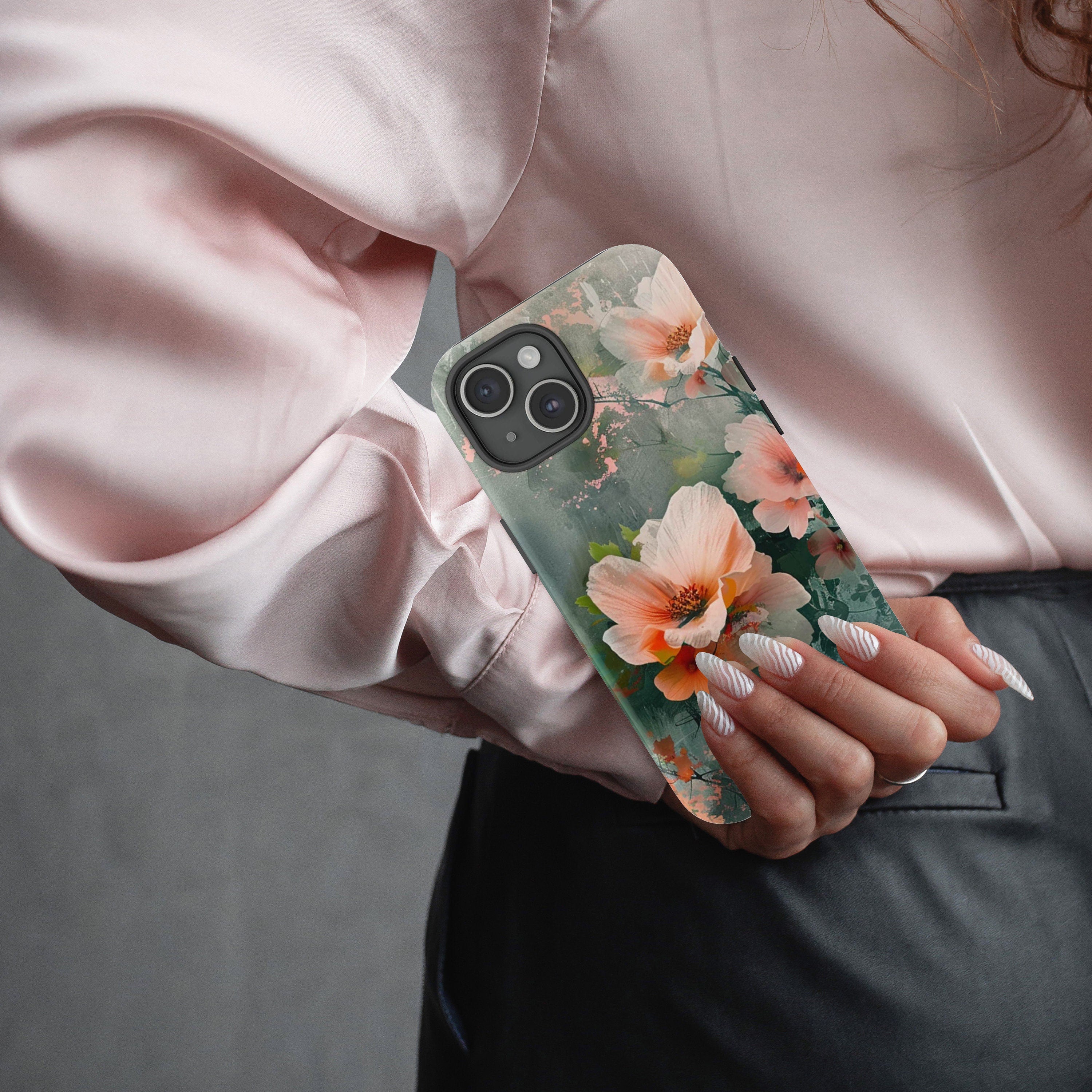 Fine Art Paint Floral Phone Case, Aesthetic Phone Case, Mother's Day Cover for iPhone  16 15 14 13 12 11 Pro Max Plus Samsung Galaxy S23 S22