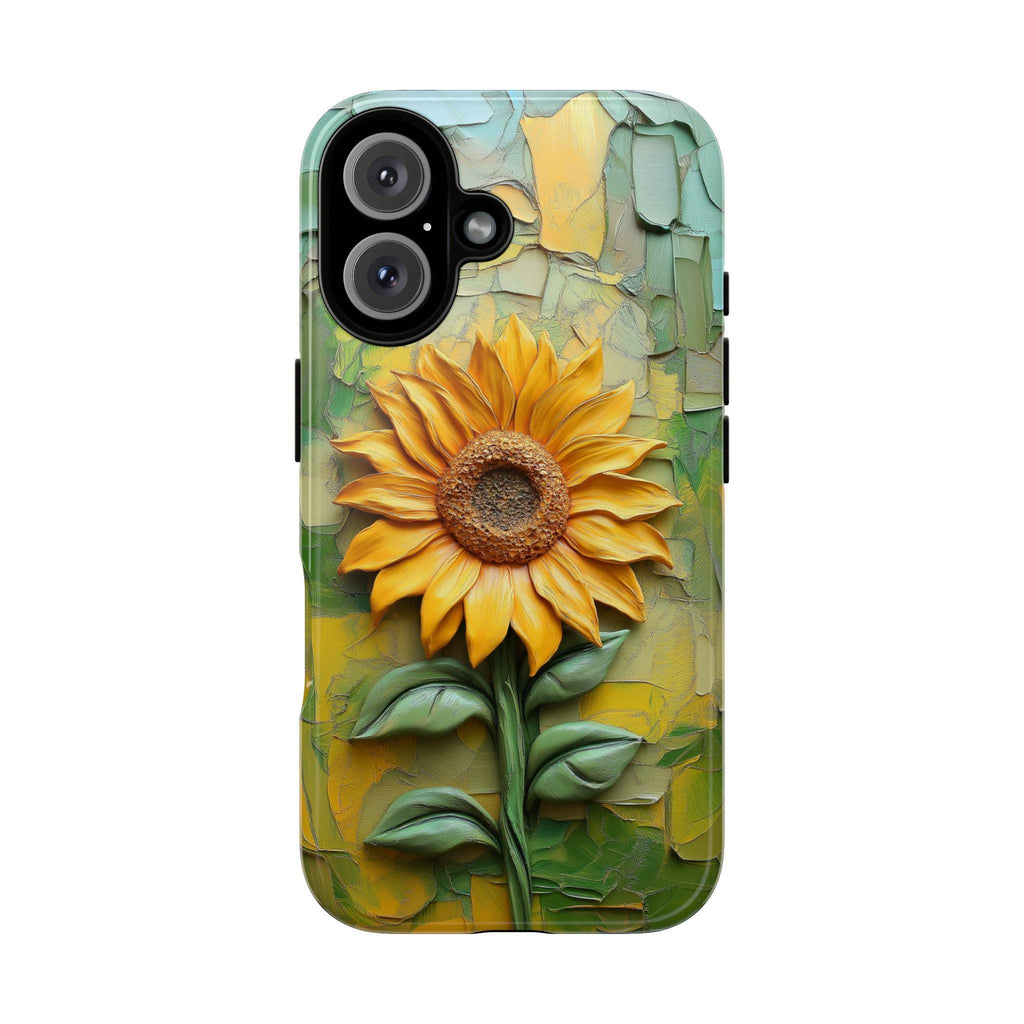 Summer Sunflower Oil Painting Phone Case, Yellow Flower Art Phone Cover for iPhone 16 15 14 13 Pro Max Plus Magsafe, Samsung S24, 439.24