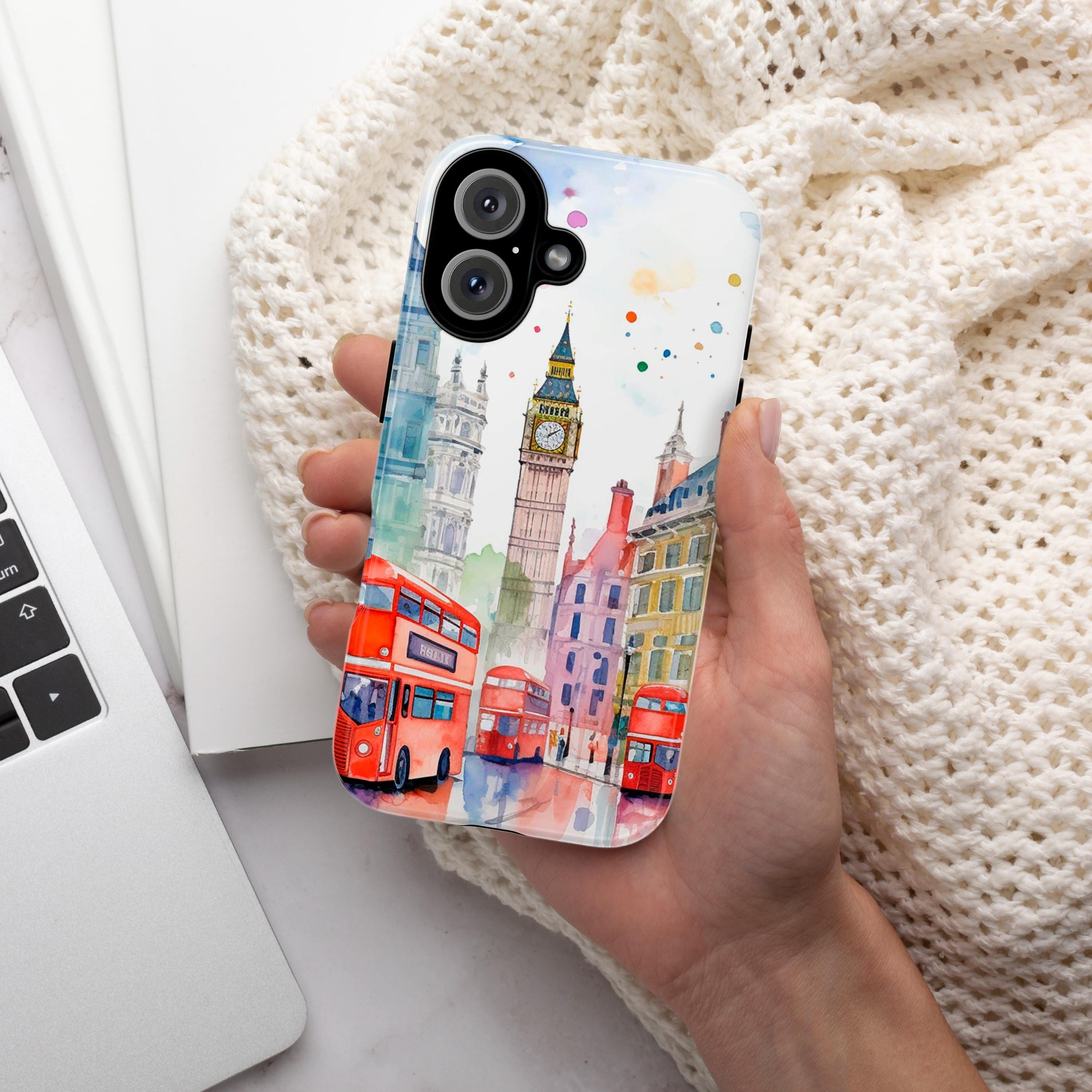 London Building Phone Case, Happy London Phone Case, English City Phone Cover for iPhone 16 15 14 13 Pro Max Plus/Samsung S25, 187.1