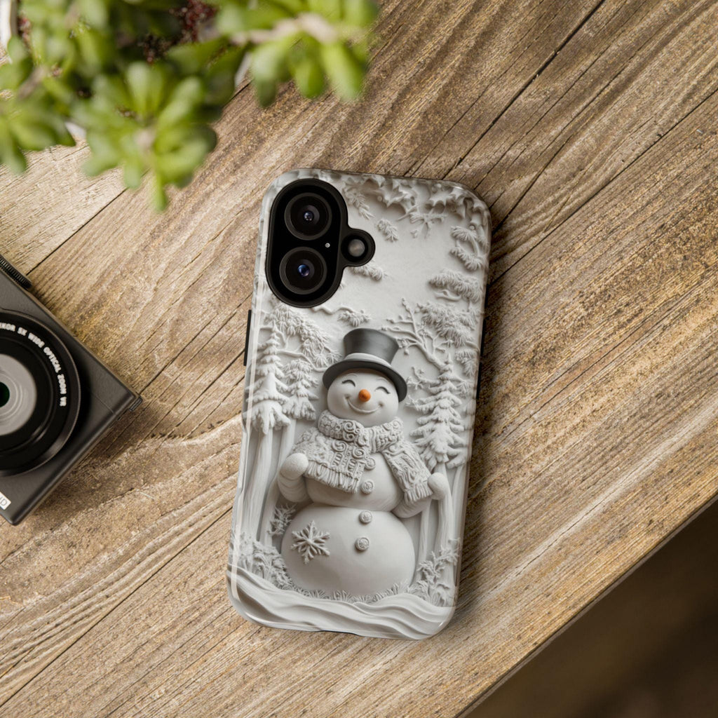 Snowman Winter Wonderland Phone Case, 3D Winter Landscape MagSafe for iPhone 16 15 14 13 12 Pro Max Plus, Samsung S25 Ultra, Pixel 9, 433.2