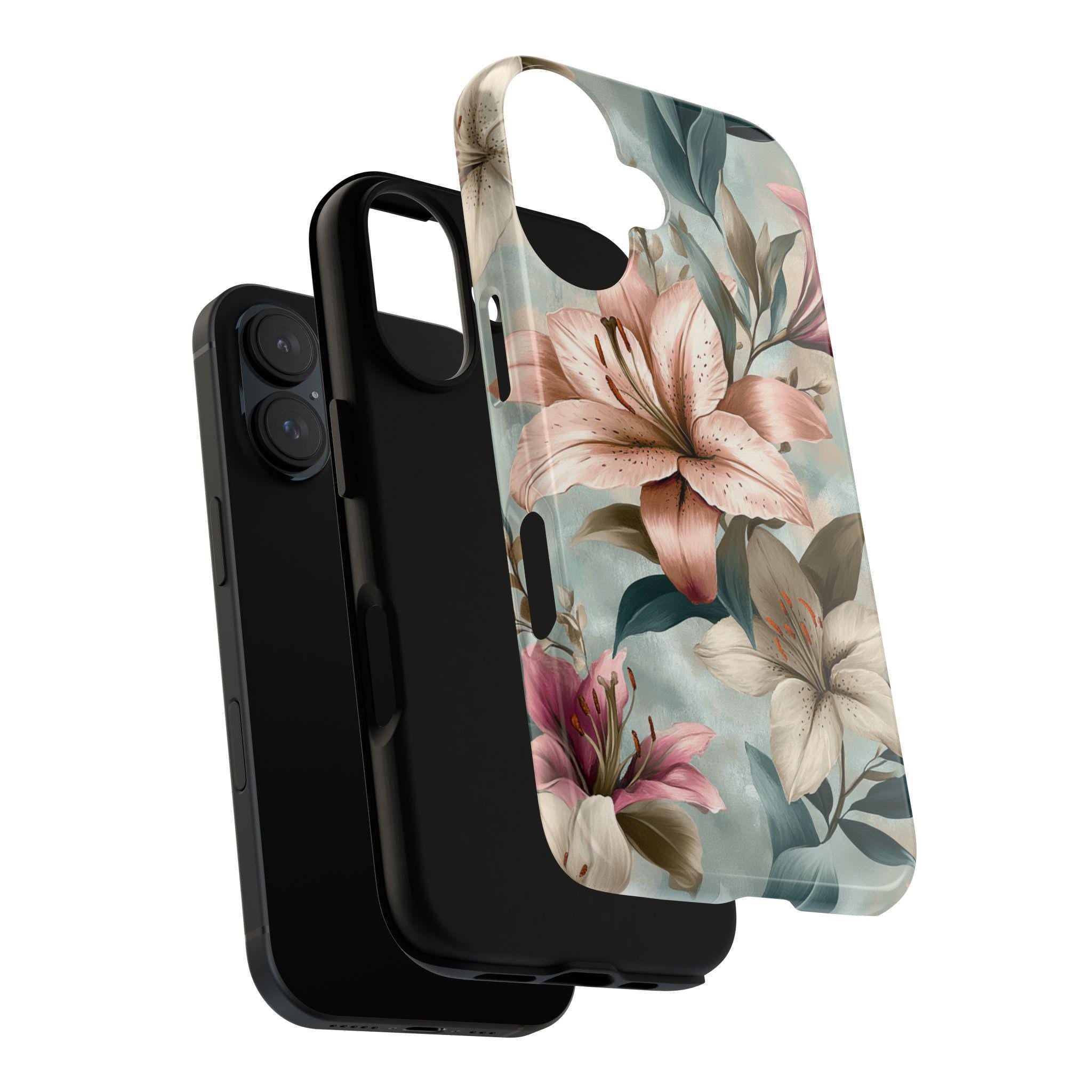 Pastel Floral Phone Case with Elegant Lily Design, Soft Aesthetic Cover for iPhone and Android, Romantic Nature-Inspired Gift, 477.2