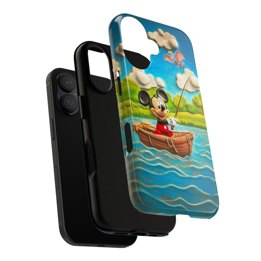 Mickey Mouse & Dumbo Fishing Phone Case, Cute Disney Cartoon Boat Scene Phone Cover for iPhone 16, 15, 14 Tough or Magsafe, Samsung, 442.49