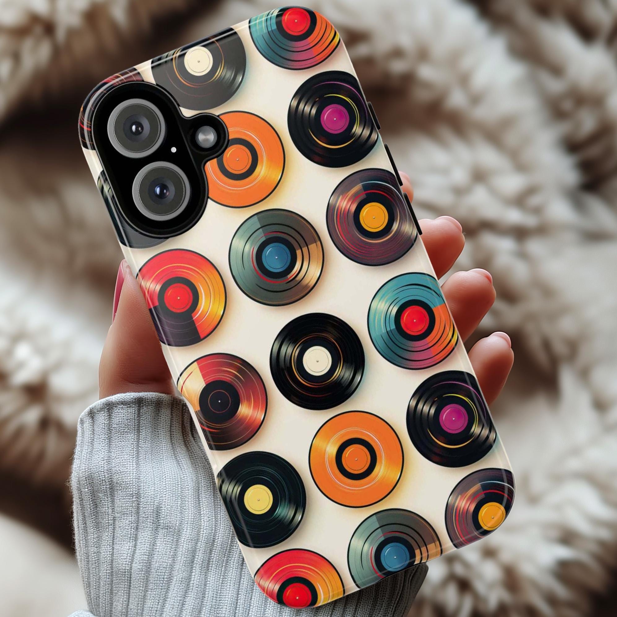 Retro Disco Vinyl Record Phone Case, Music Record Phone, Retro Party Cover for iPhone 16 15 14 13 Pro Max Plus /Samsung Galaxy S25, 317