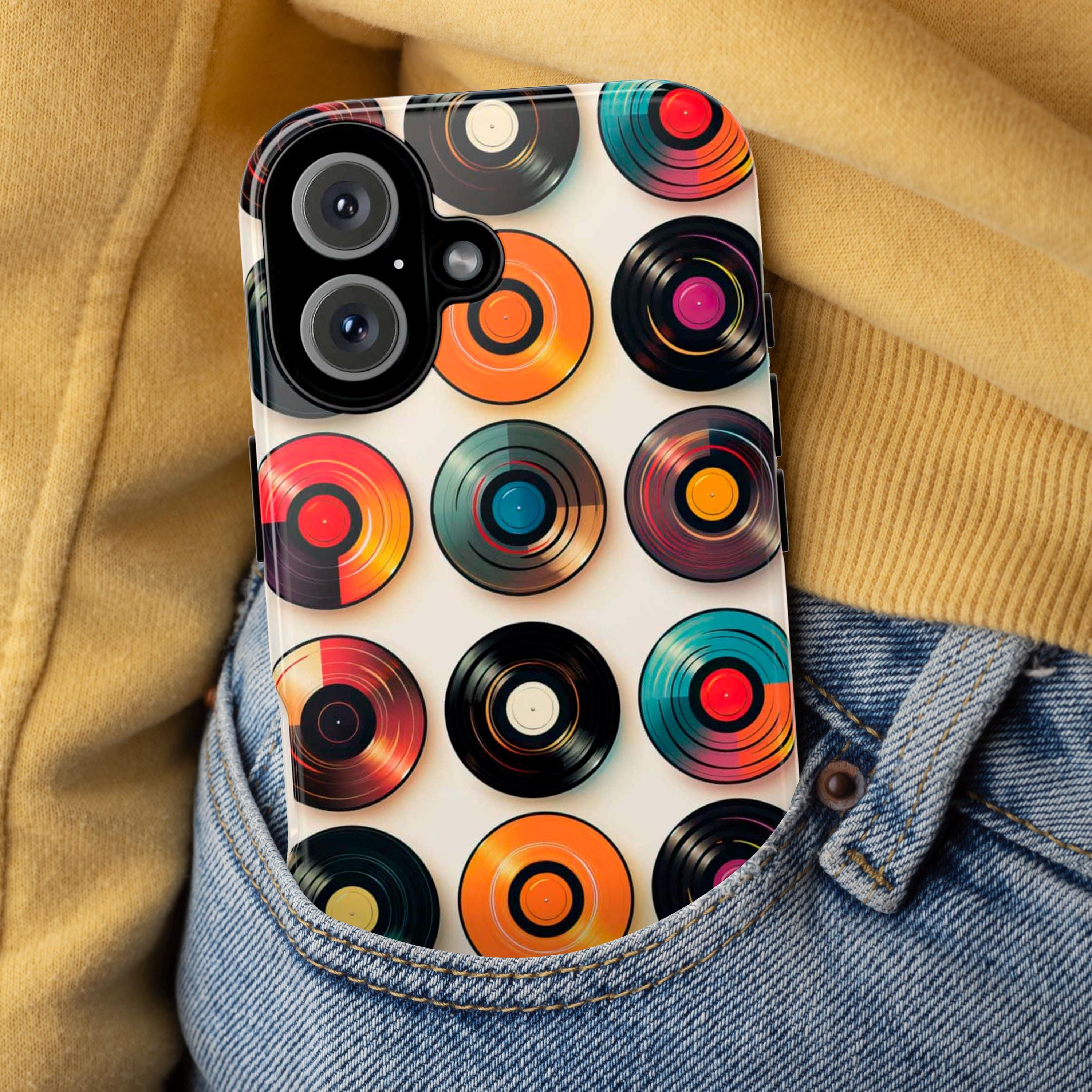 Retro Disco Vinyl Record Phone Case, Music Record Phone, Retro Party Cover for iPhone 16 15 14 13 Pro Max Plus /Samsung Galaxy S25, 317