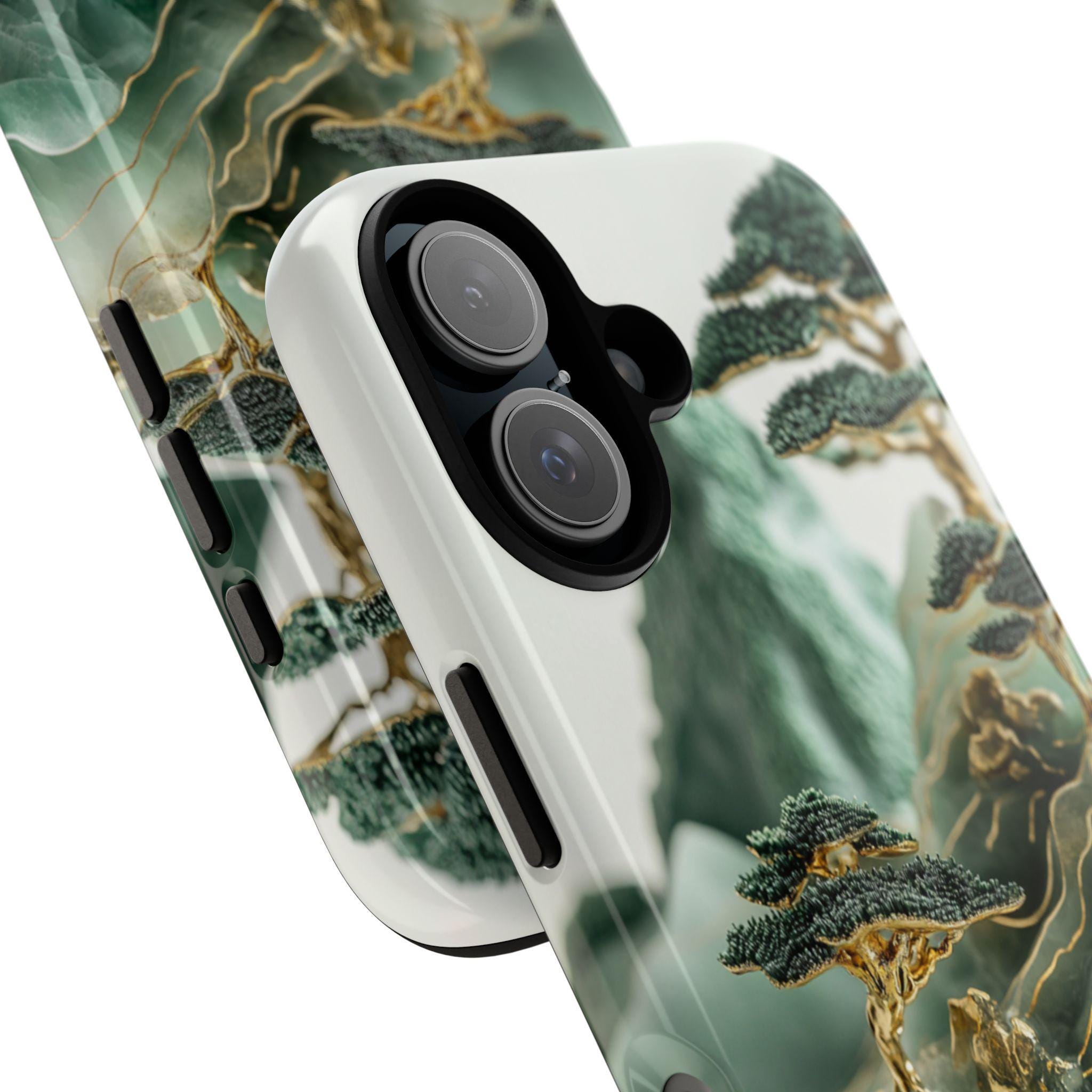 Asian Jade Carving Phone Case, Landscape Scenery Art Phone Cover, Aesthetic Phone Cover for iPhone 16 15 Pro Max Plus, Samsung S25, 438.1