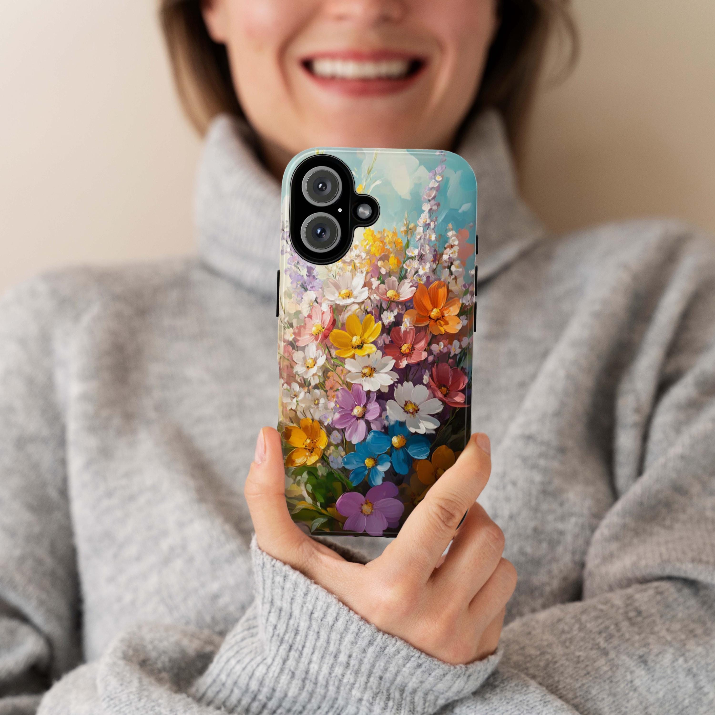 Spring Flowers Phone Case with Oil Painting Effect, 3D Design, Perfect for Flower Lovers Phone Case for iPhone Magsafe, Samsung, 459.9