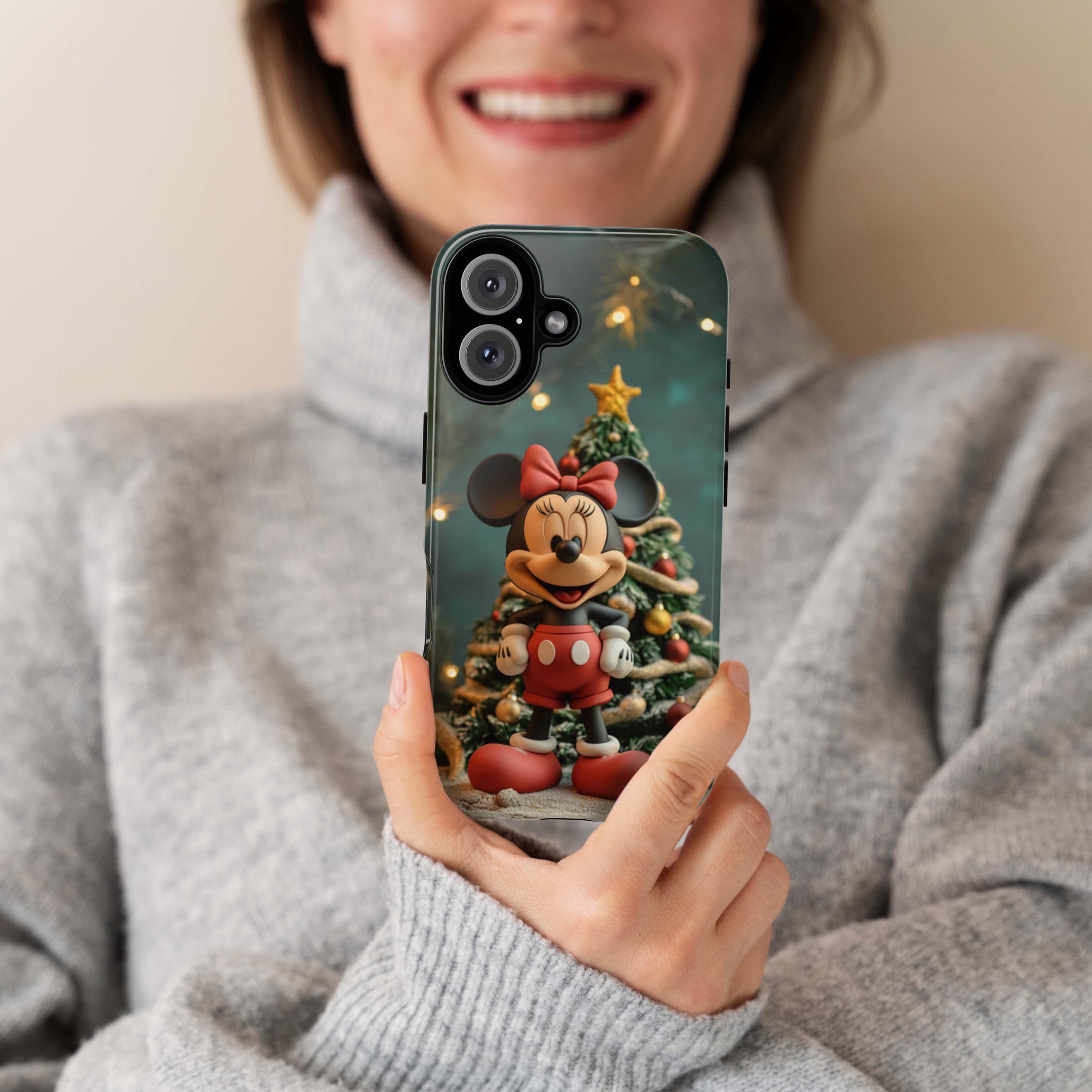 Disney Mouse 3D effect Phone Case, Cartoon Xmas 3D Design, Mouse Christmas Phone Case for iPhone 16 15 14 Magsafe, Samsung S24, 442.2