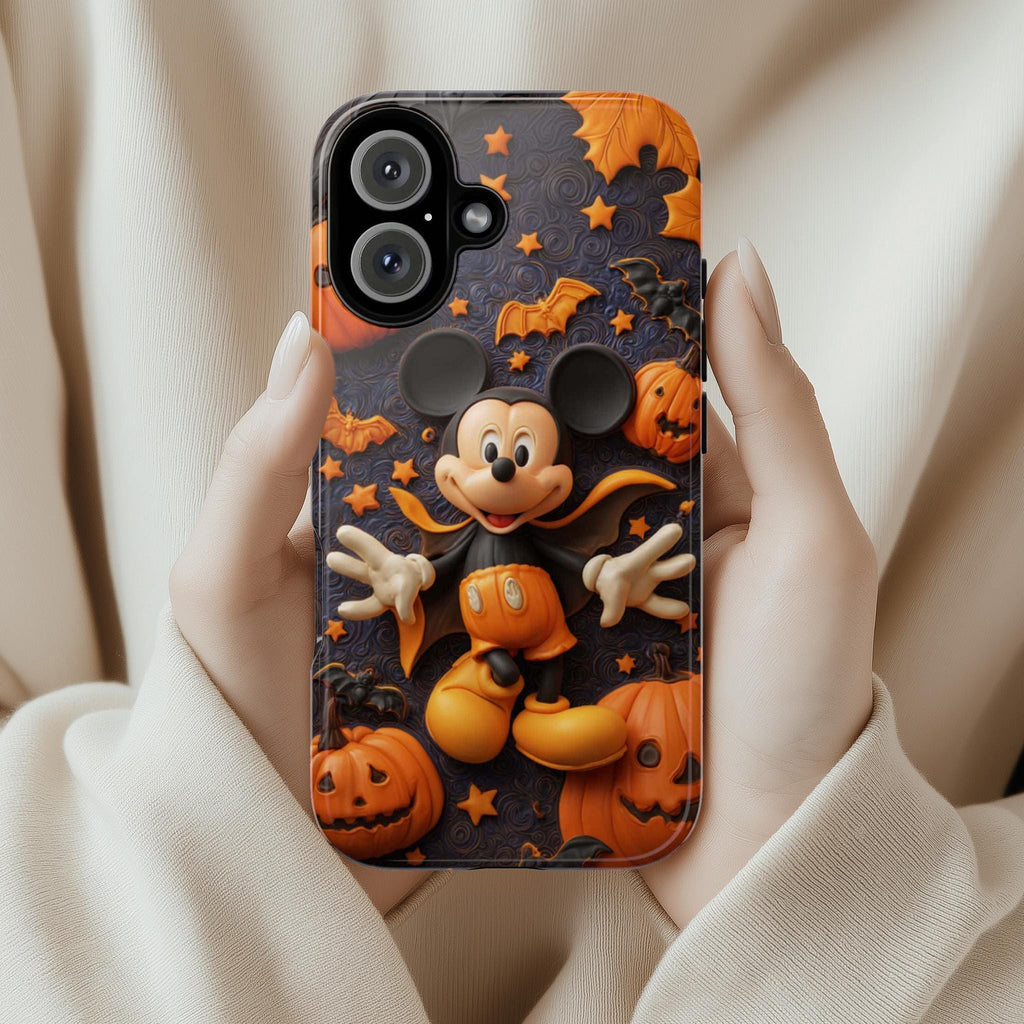 Mickey Mouse Lover Halloween Phone Case, Magical Pumpkins & Spiders Spooky Design Cover for iPhone 17 16 Tough or Magsafe, Samsung, 442.61