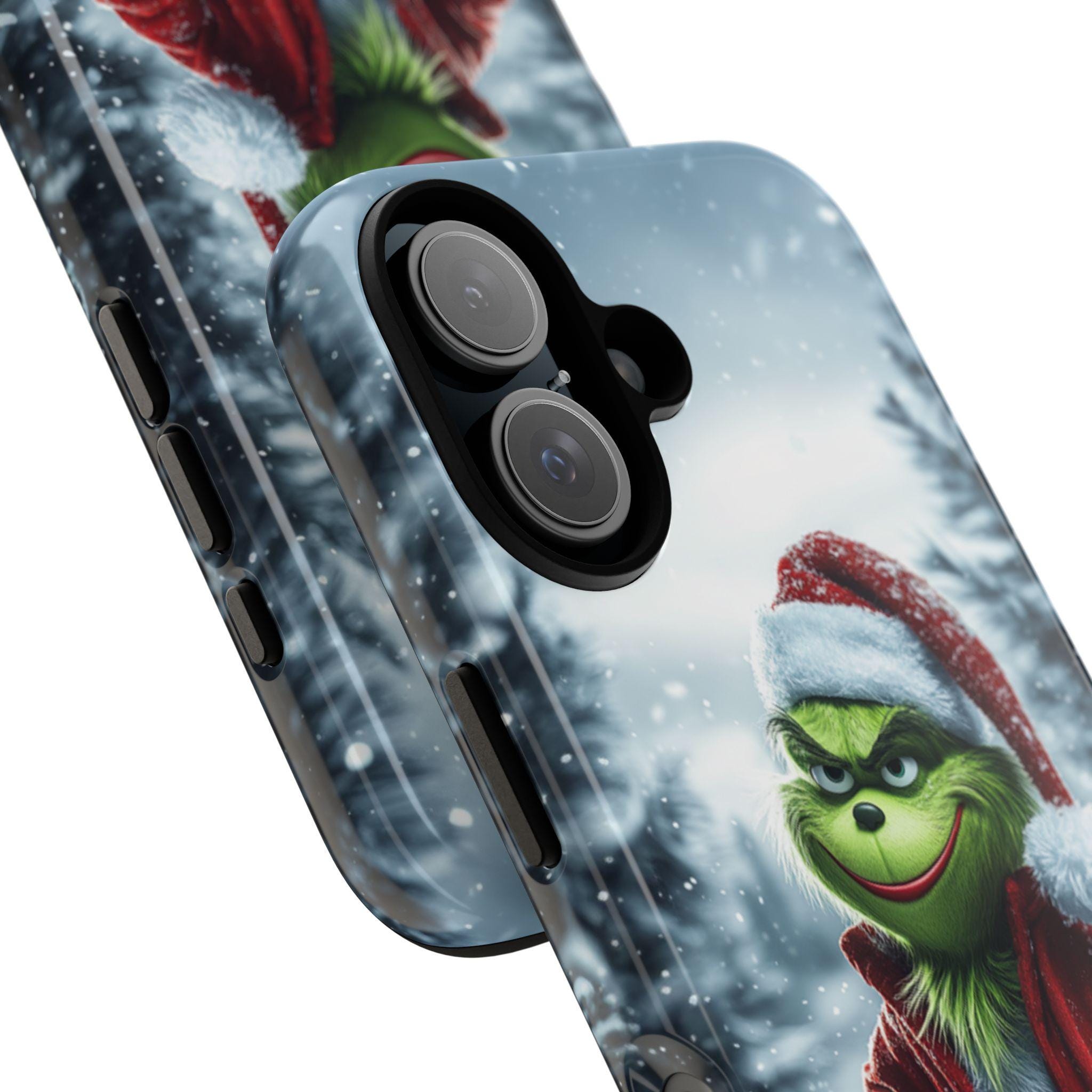 Funny Grinch Christmas Phone Case, Winter Forest Cover Xmas Grinch Art Cover for iPhone 16 15 14 13 Pro Max Plus, Samsung S24, 431.11