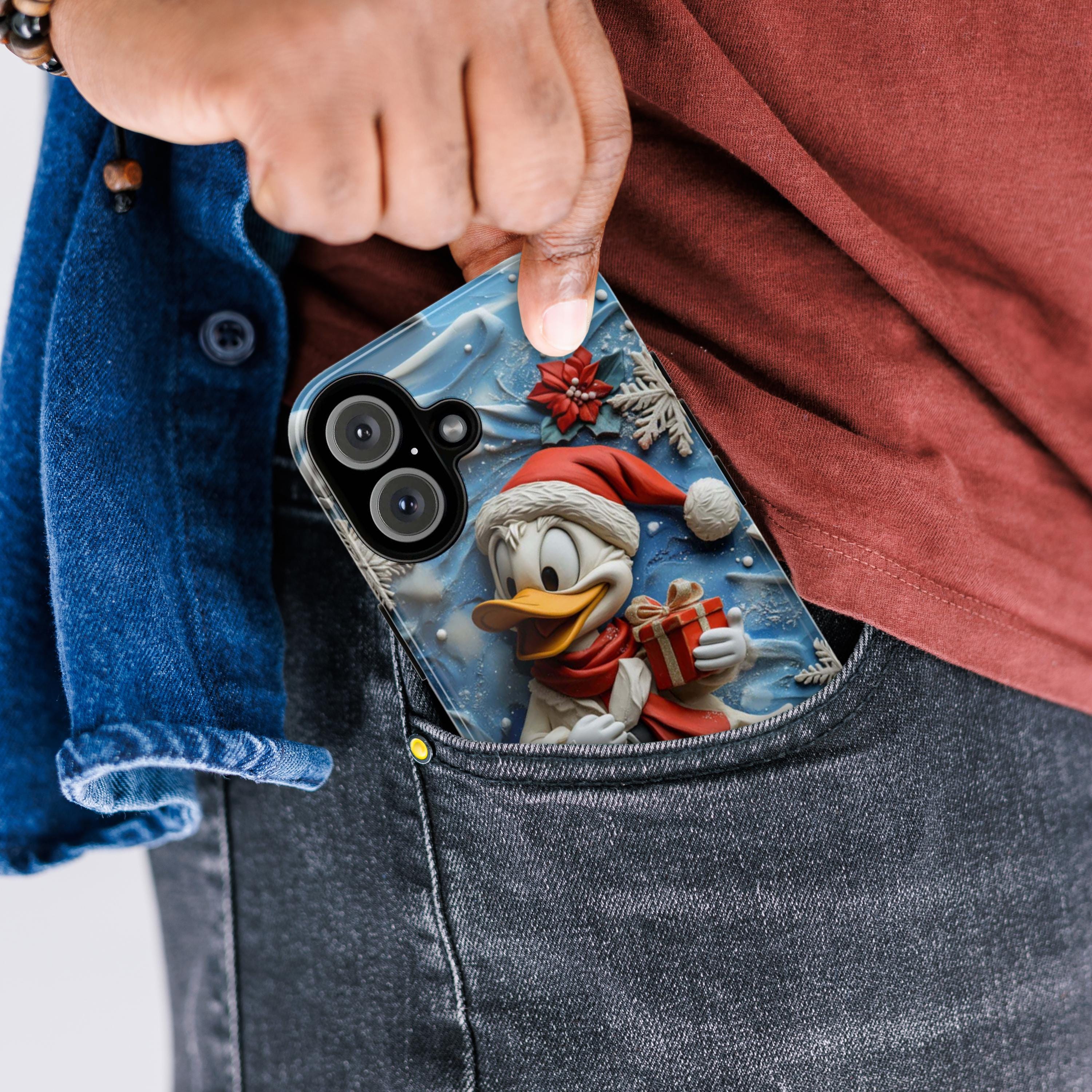 Xmas Donald Duck 3D Phone Case, Cartoon Santa Case, Disney Christmas Holiday Case for iPhone 16 15 Magsafe, Samsung S24, 442.20