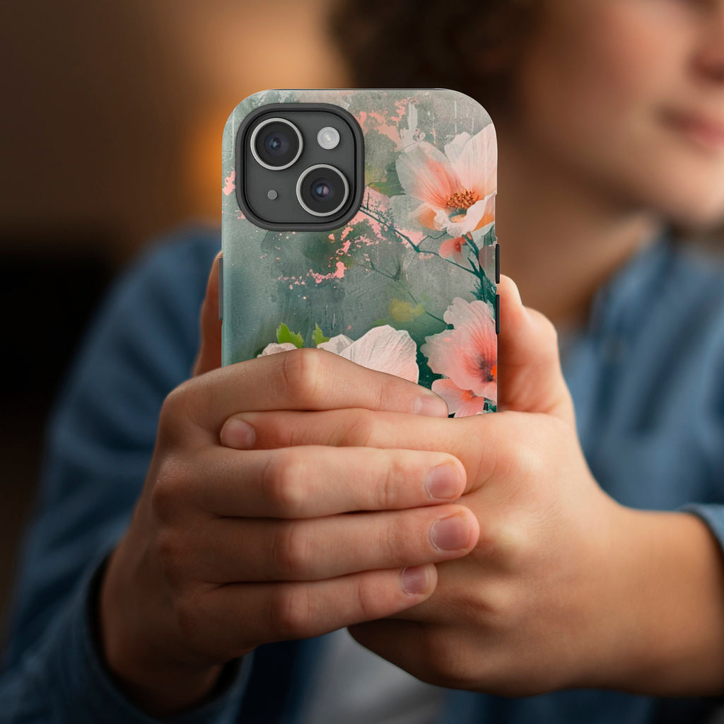 Fine Art Paint Floral Phone Case, Aesthetic Phone Case, Mother's Day Cover for iPhone  16 15 14 13 12 11 Pro Max Plus Samsung Galaxy S23 S22
