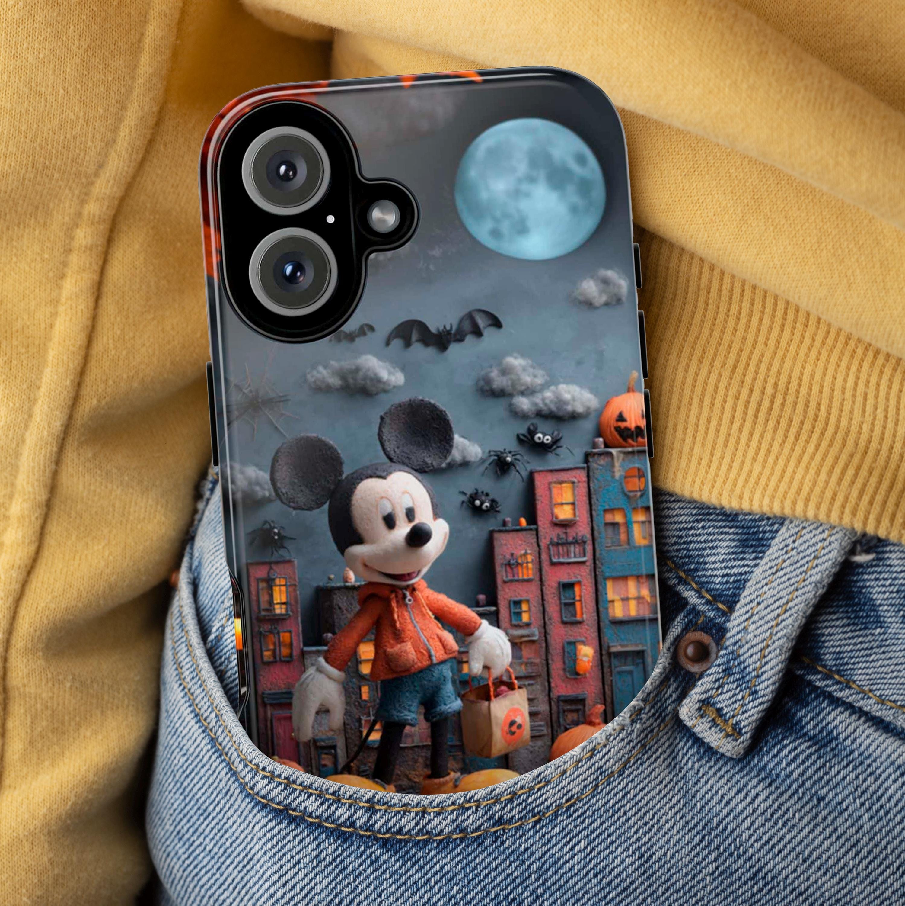 Mickey Mouse Halloween Phone Case, Trick or Treat Candy Design, Spooky Disney Cover for iPhone 17 16 Tough or Magsafe, Samsung, 442.59