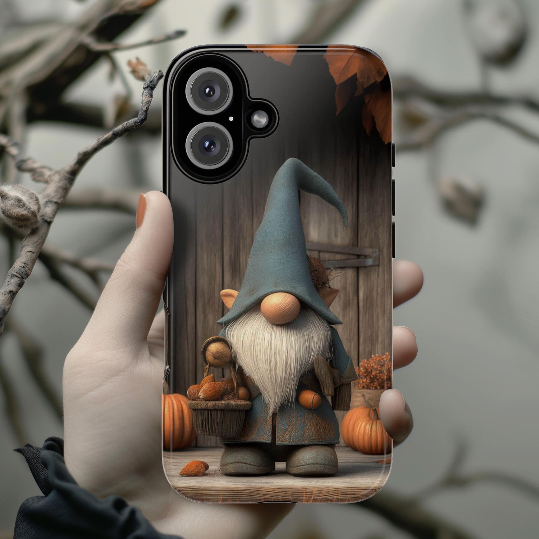Cute Gnome Autumn Phone Case, Cozy Fall Pumpkins Design, Autumn Vibes Cover for iPhone 17 16 Tough or Magsafe, Samsung, 480.2