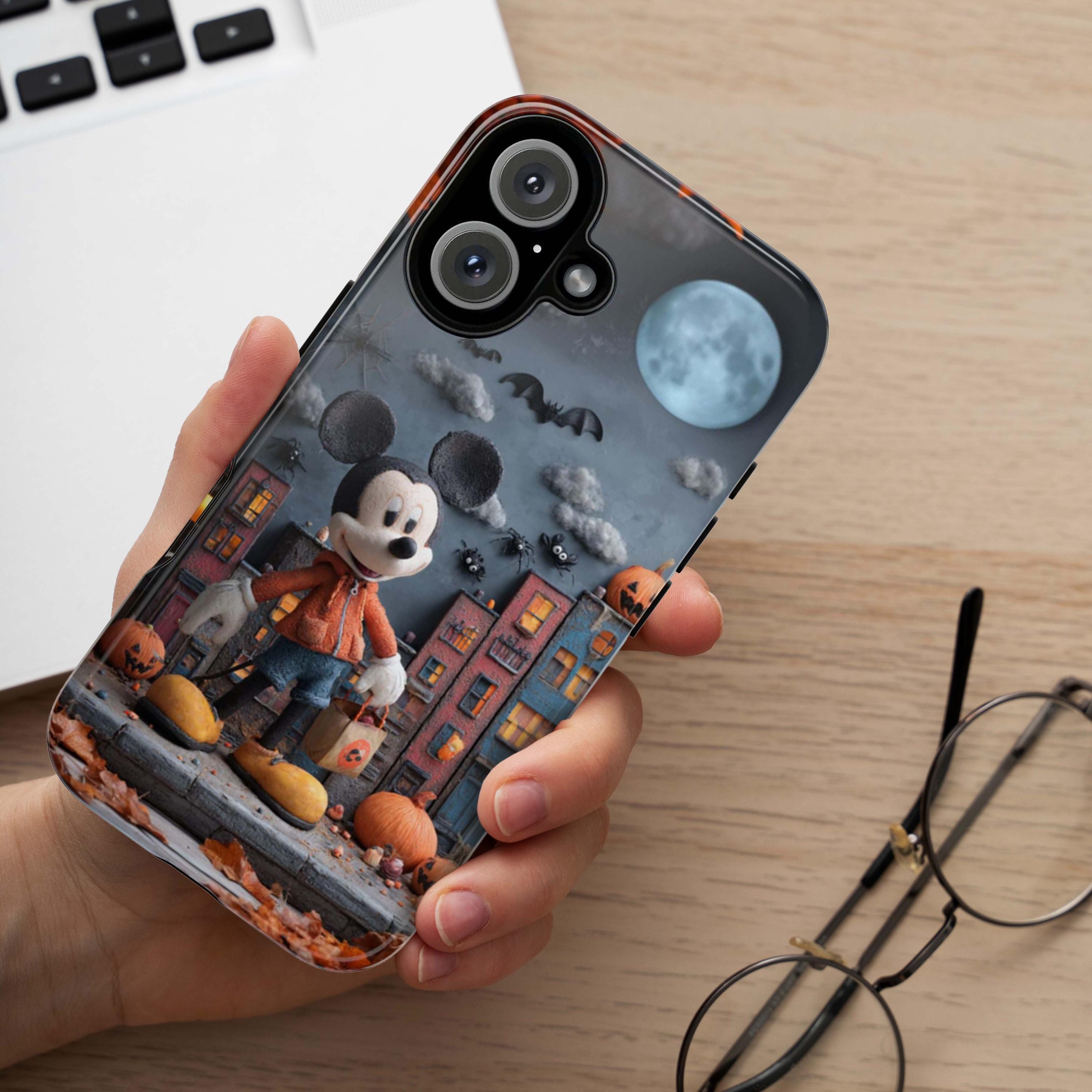 Mickey Mouse Halloween Phone Case, Trick or Treat Candy Design, Spooky Disney Cover for iPhone 17 16 Tough or Magsafe, Samsung, 442.59