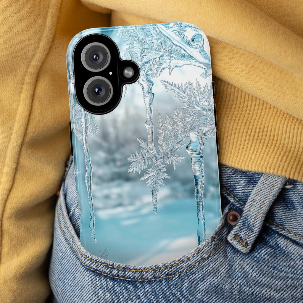 Snowy WinterLandscape with Icicles Phone Case | Aesthetic Holiday Design for iPhone 16 Pro Max 15 14 13 Plus Mag Safe, Galaxy 25, 420.6