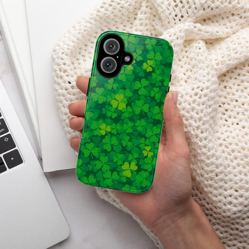 Shamrock St Patricks Day Phone Case, Irish Luck Day Phone Cover, St Paddys Case for iPhone 16 15 14 13 Pro Magsafe Samsung Galaxy S24, 289.2
