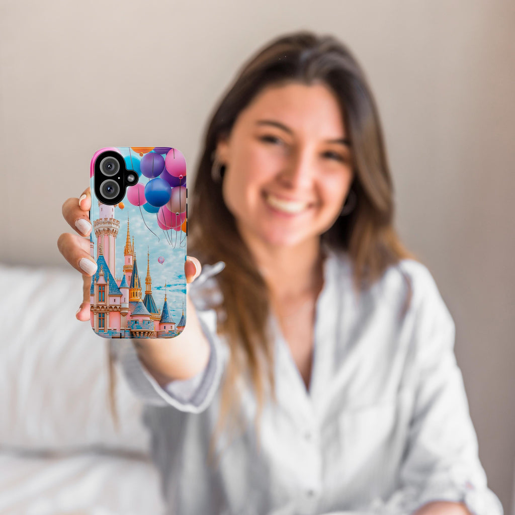 Disneyland & Ballons 3D Phone Case, Colorful Design Disneyland Lovers Case for iPhone 16 15 14 13 Pro Max Plus Magsafe, Samsung S24, 442.35