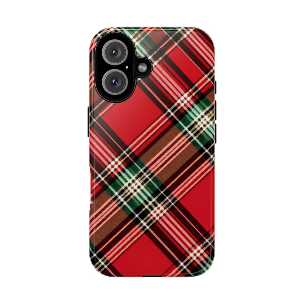 Christmas Plaid Xmas Phone Case Holiday Holly Phone Case, Custom Winter Phone Cover for iPhone 16 15 14 13 Pro Max Plus/Samsung S25, 108