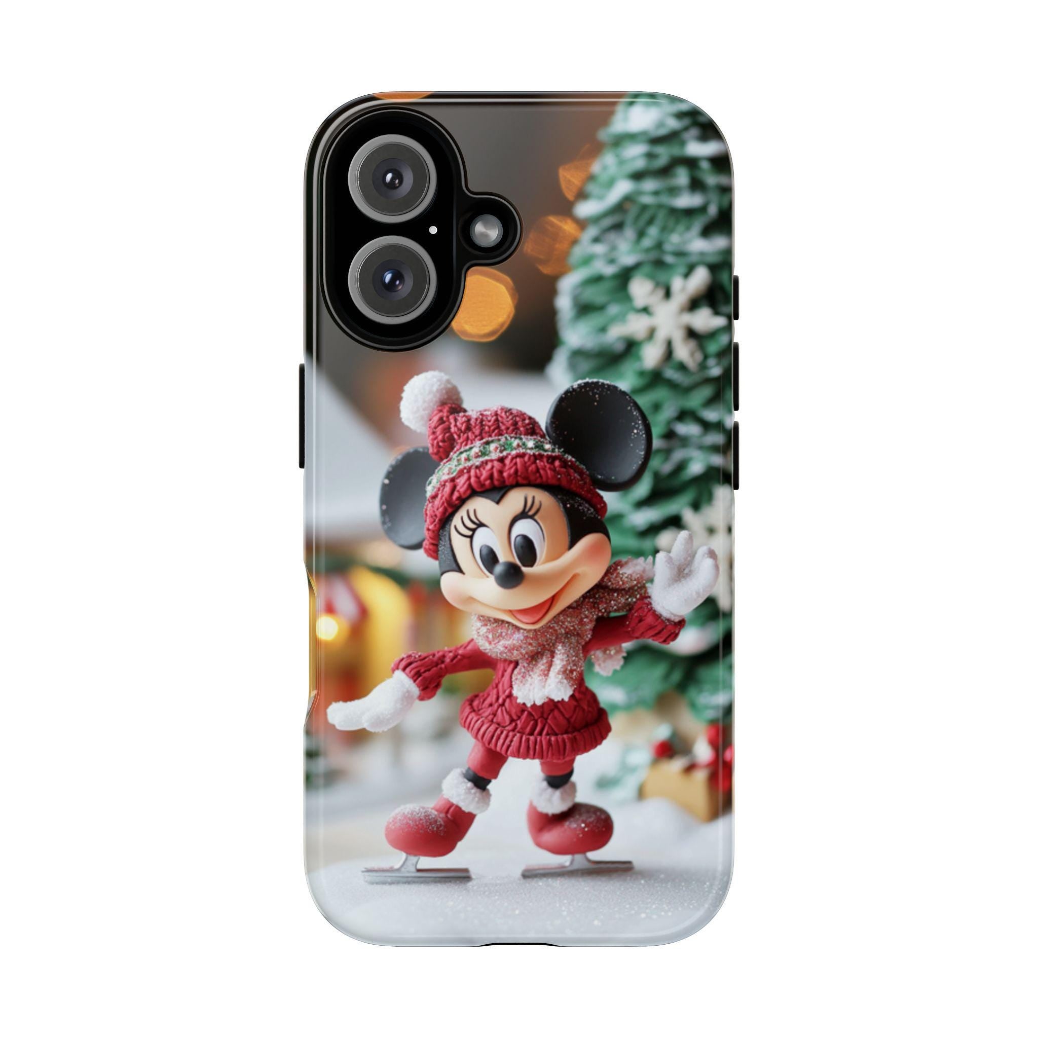 Christmas Minnie Mouse 3D effect Phone Case, Cartoon Xmas 3D Design, Disney Christmas Phone Case for iPhone 16 15 14, Samsung S24, 442.13