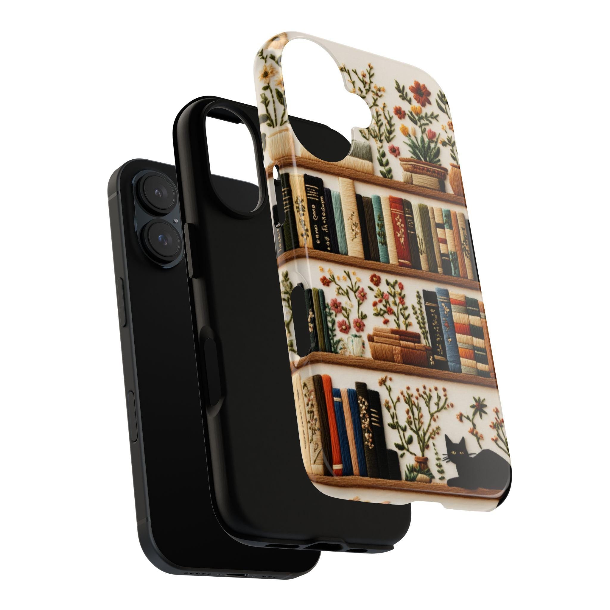 Botanical Floral and Books Phone Case for Book Lovers, Floral Design & Literary Aesthetic Case for iPhone Tough or Magsafe, Samsung, 423.25