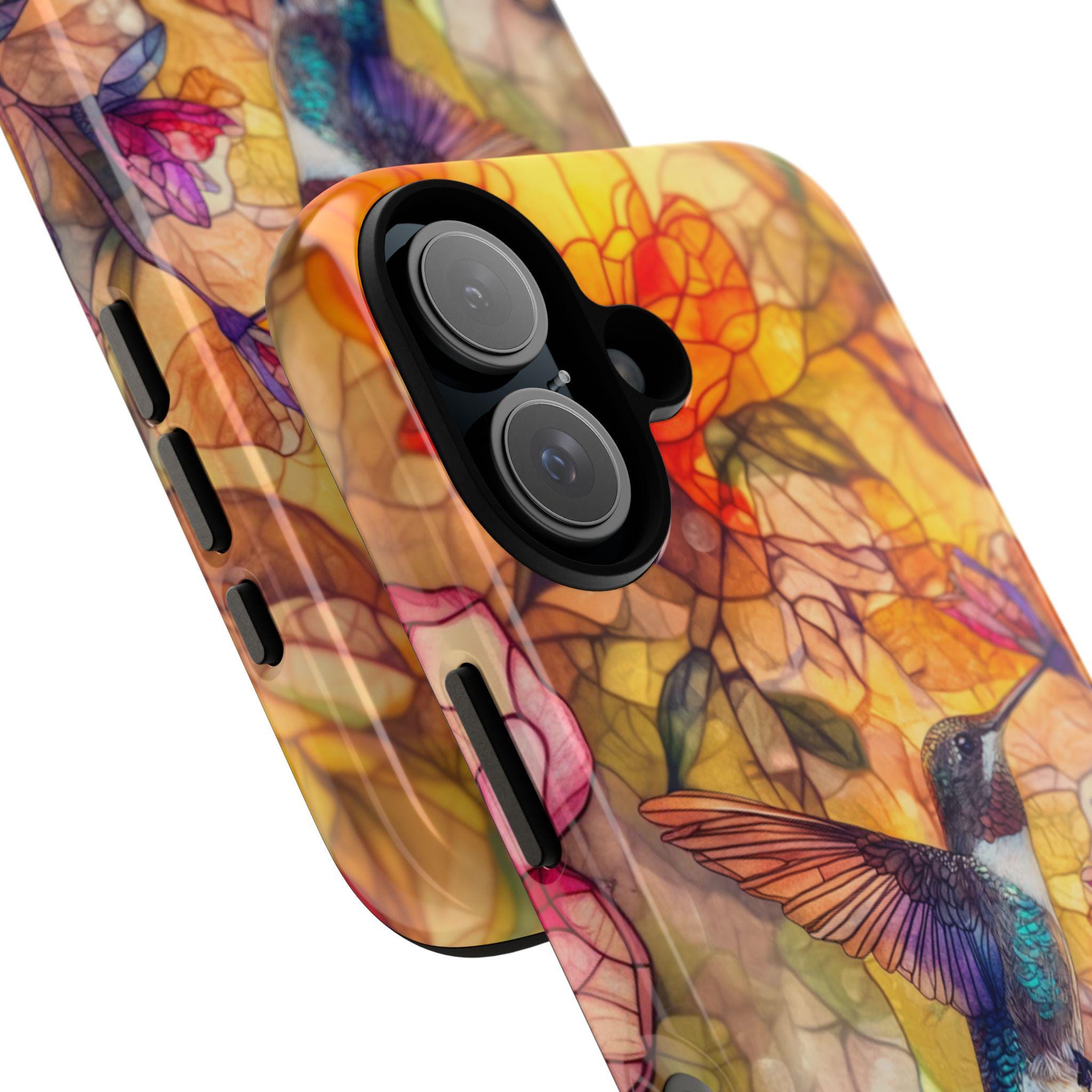 Hummingbird Stained Glass Phone Case, Perfect Gift For Bird Lovers Artistic Phonecase for iPhone 16 Magsafe, Samsung S25, 419.1