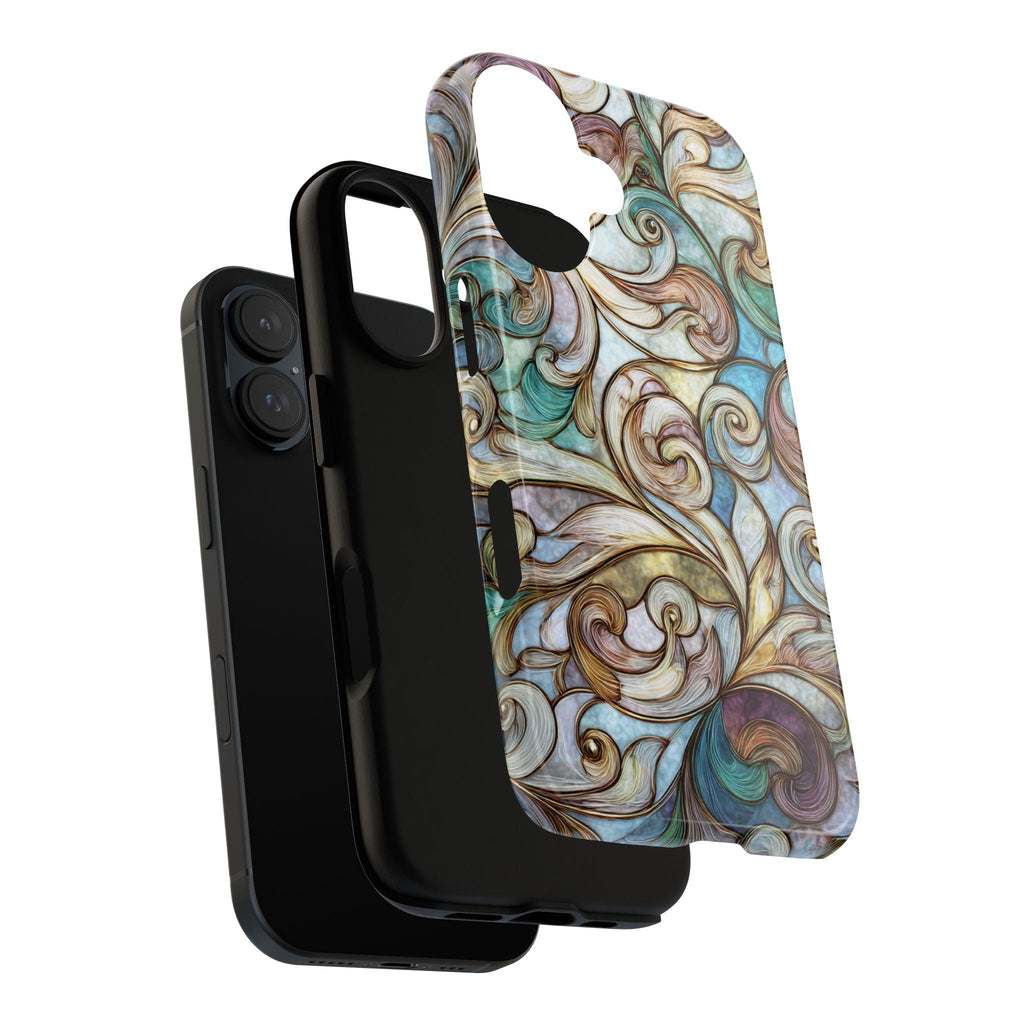 Pastel Abstract Phone Case with Elegant Pattern, Stained Glass Style, Artistic Phone Cover for iPhone MagSafe and Tough Case, Samsung, 478.9