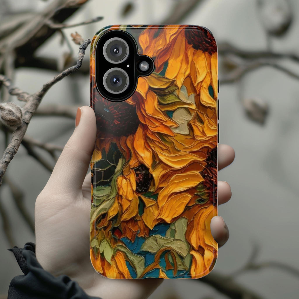 Van Gogh Sunflowers Phone Case, Floral Fine Art Cell Phone, Artistic Cover for iPhone 15 14 13 Magsafe Pro Max Plus, Samsung S25, 0056