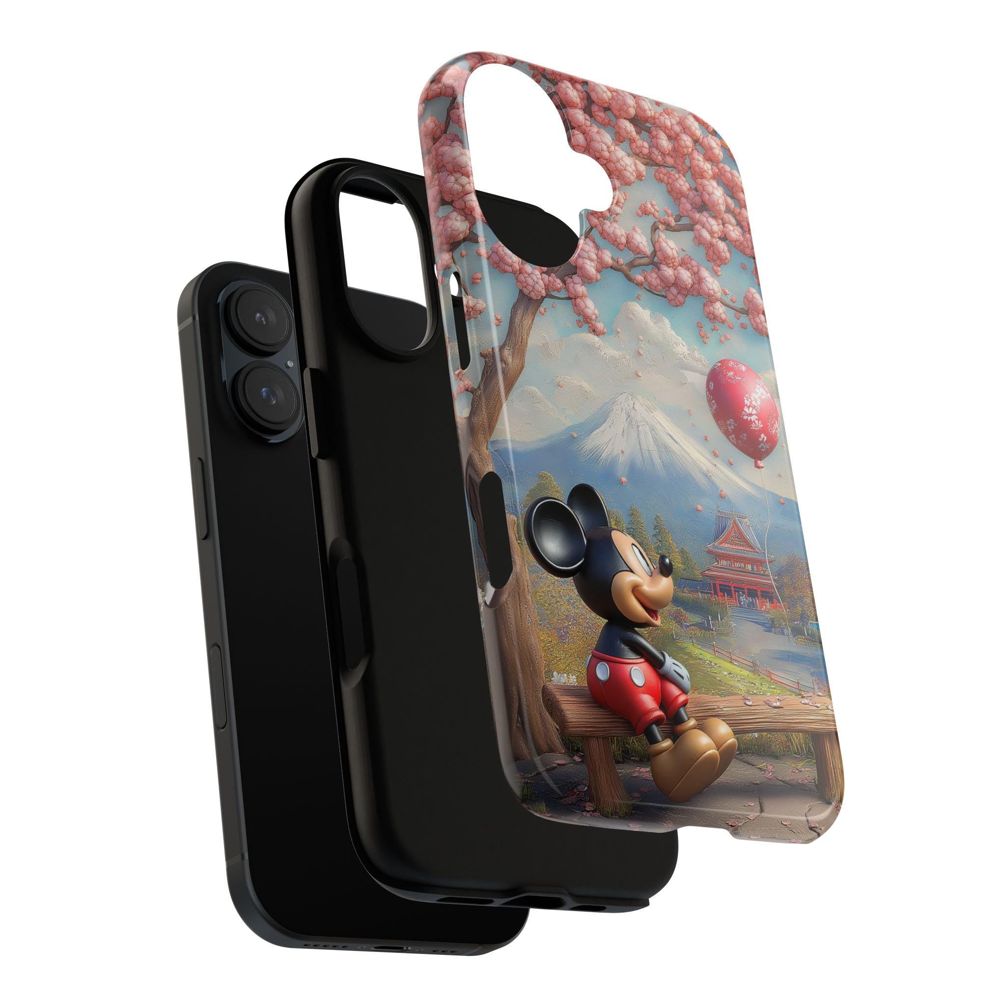 Cherry Blossom and Mountains Mickey Mouse Phone Case, Tokyo Disneyland Phone Cover for iPhone 16, 15, 14 Magsafe & Samsung, Pixel, 442.48
