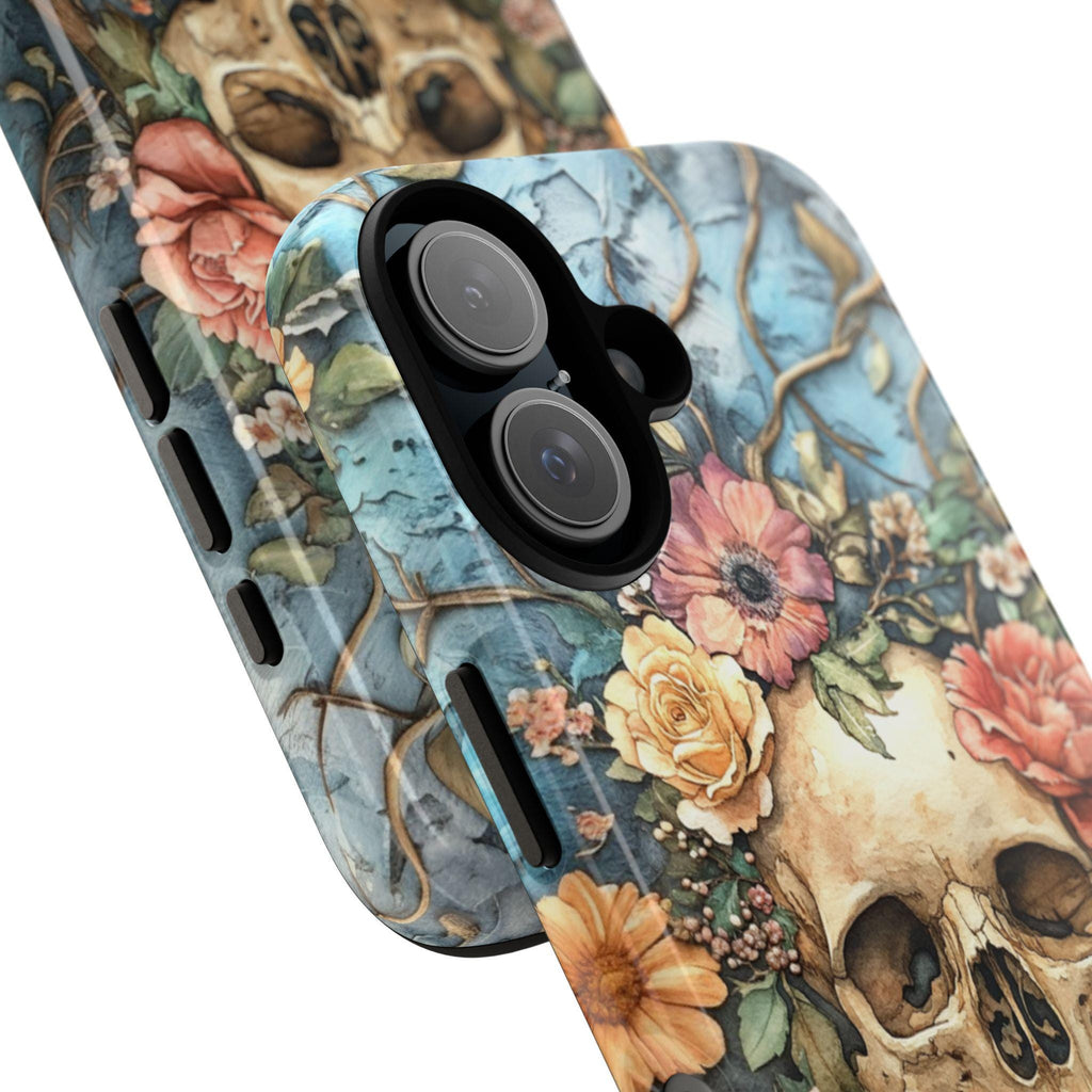 Anatomy Floral Skeleton Dia de los Muertos Phone Case, Anatomical Art Flowers & Skeleton Phone Cover for iPhone 16, Samsung S24, 435.6
