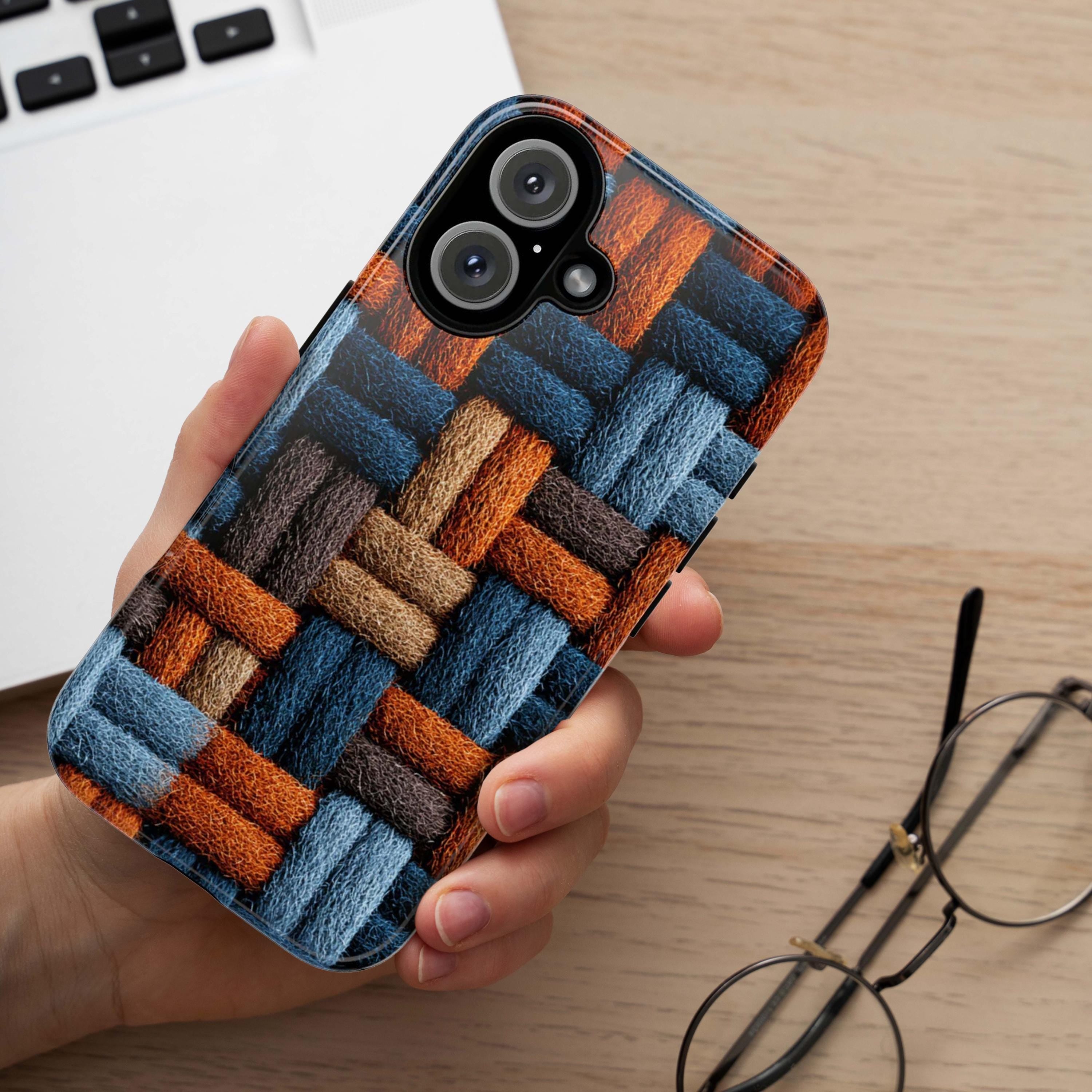 Wool Felted Autumn Phone Case | Cozy Warm Wool Texture Fall Pattern Design for iPhone 17 16 15 Tough or Magsafe, Samsung, 452.17
