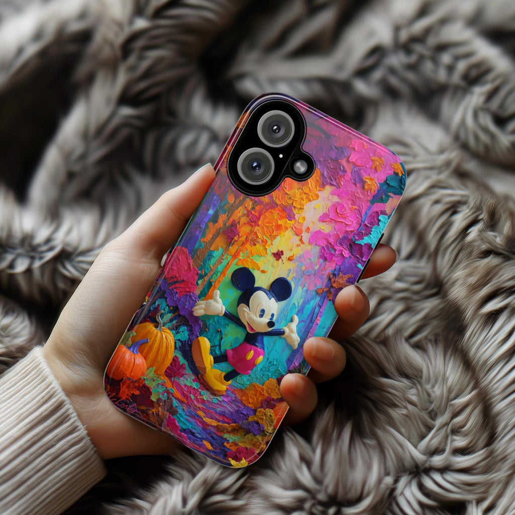 Mickey Mouse Autumn Forest Phone Case, Cozy Disney Cover with Pumpkins Fall Leaves for iPhone 17 16 Tough or Magsafe, Samsung, 442.56