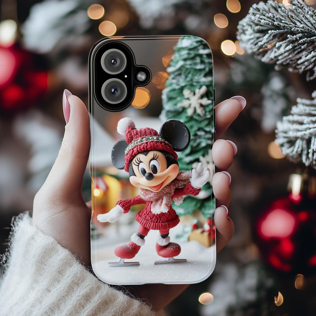 Christmas Minnie Mouse 3D effect Phone Case, Cartoon Xmas 3D Design, Disney Christmas Phone Case for iPhone 16 15 14, Samsung S24, 442.13