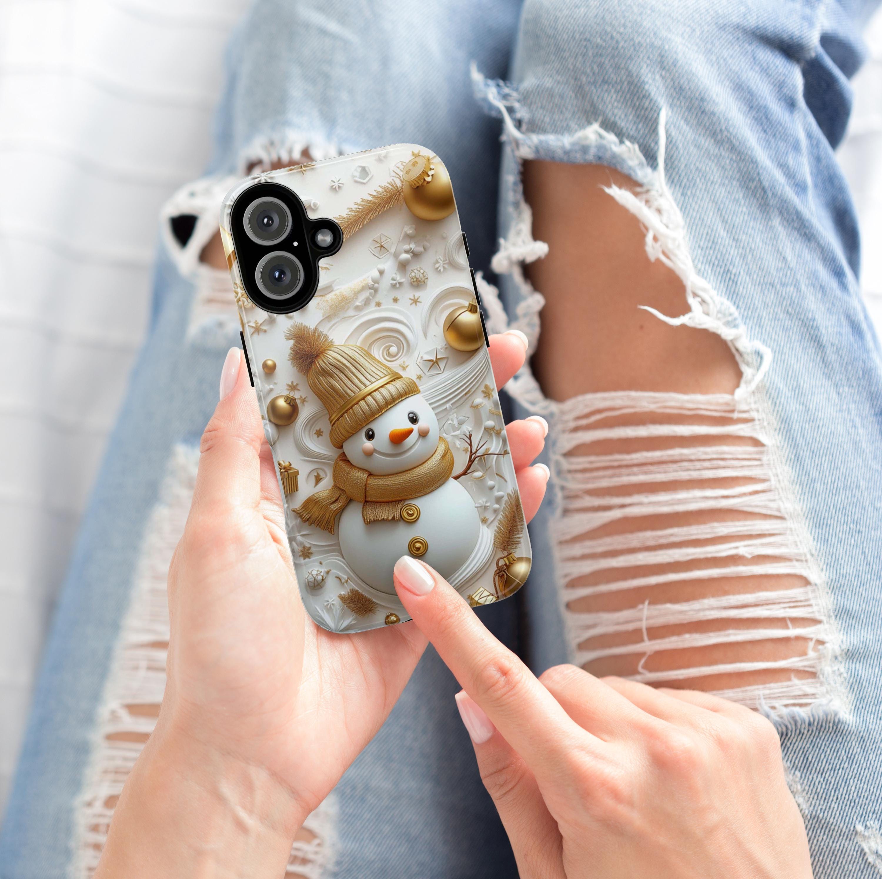 Snowman Winter Wonderland Phone Case, 3D Winter Holiday MagSafe for iPhone 16 15 14 13 12 Pro Max Plus, Samsung S24 Ultra, Pixel 8, 433.13