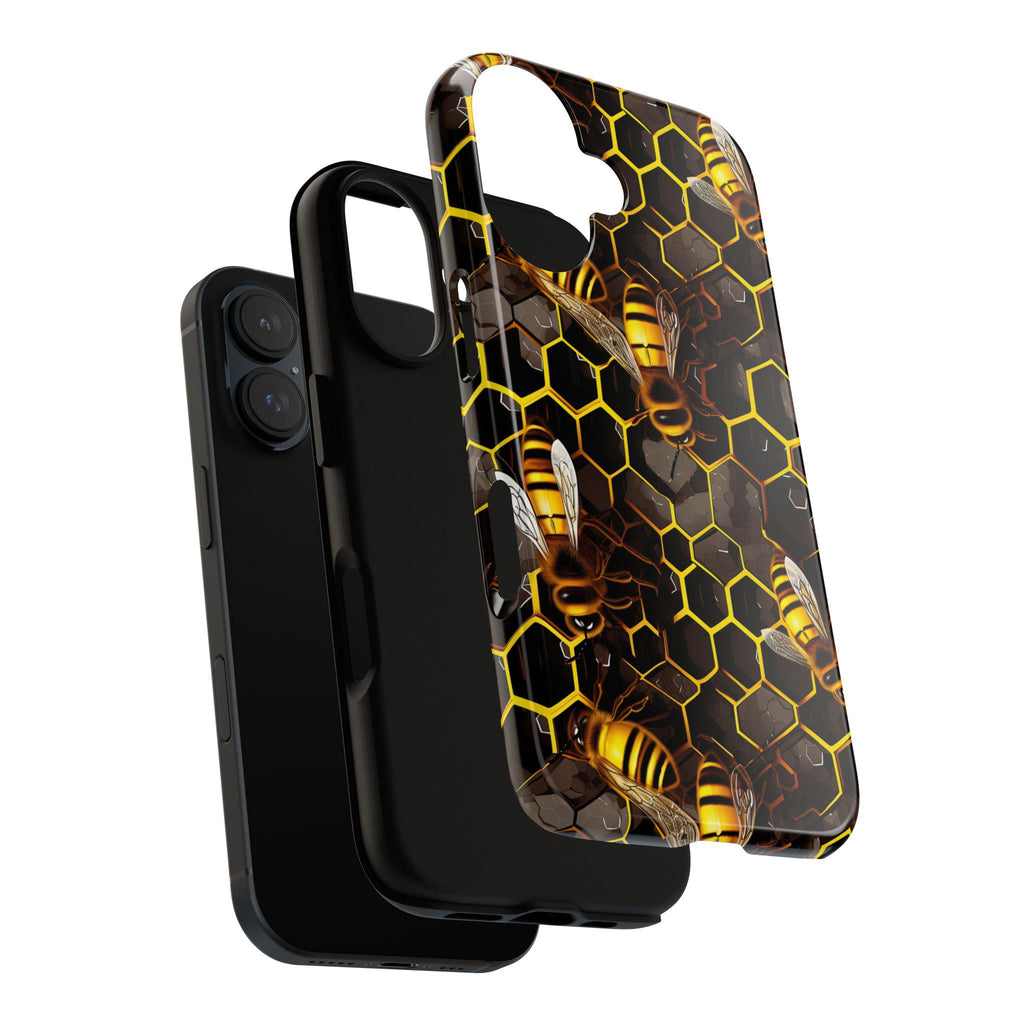 Bumble Bee Phone Case, Honeycomb Bees Phone Cover, Honey Bee Case for iPhone 15 14 13 12 11 XR Pro Max Plus/Samsung Galaxy, 102.1