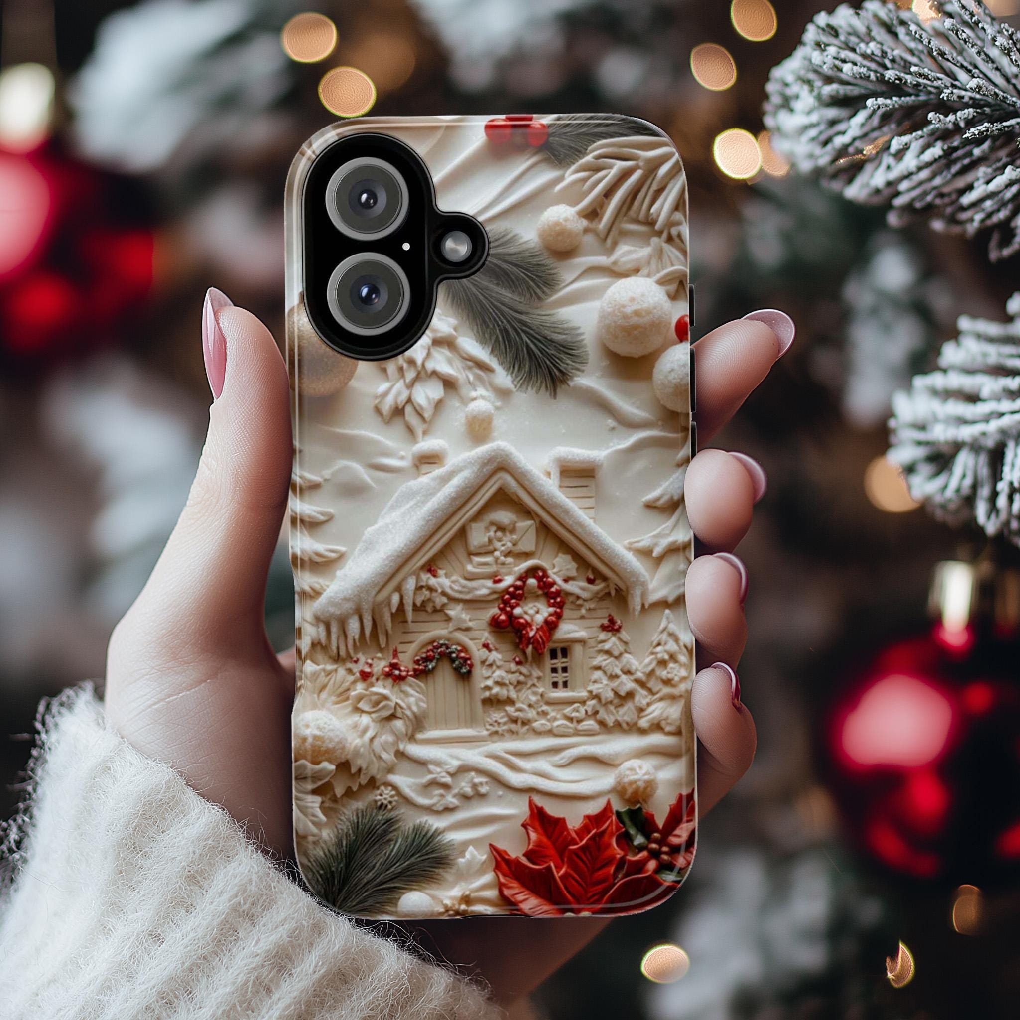 Winter Wonderland Phone Case, 3D Christmas House Holiday MagSafe for iPhone 16 15 14 13 12 Pro Max Plus, Samsung S24 Ultra, Pixel 8, 433.8