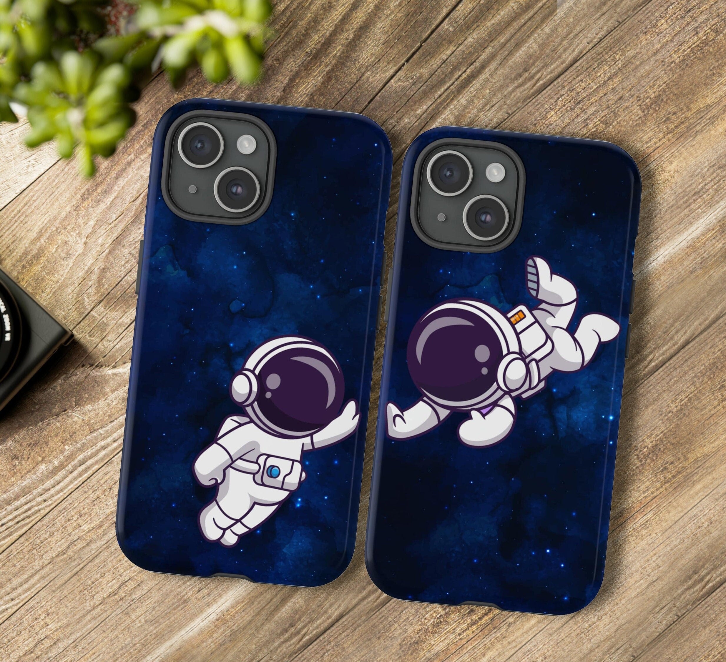 Astronaut Matching Phone Case for Couples, Spaceman Bride & Groom Cover, Galaxy Case for iPhone 16 15 14 13 12 11 XR Pro Max/Samsung Galaxy