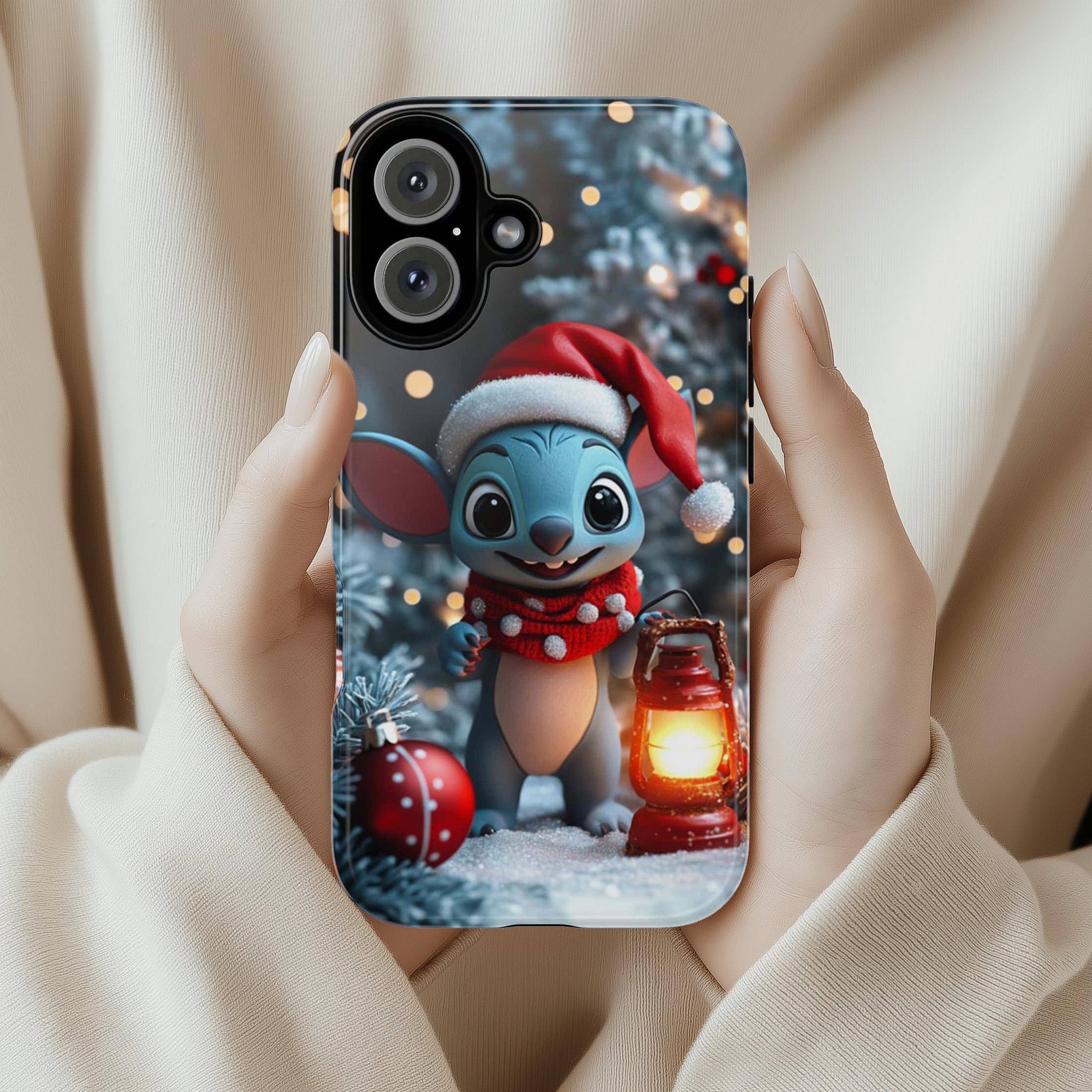 Chrismtas Stitch Lover 3D Phone Case, Cartoon Design Cover, Disney Fan Xmas Phone Case for iPhone 16 15 Magsafe, Samsung S24, 442.19