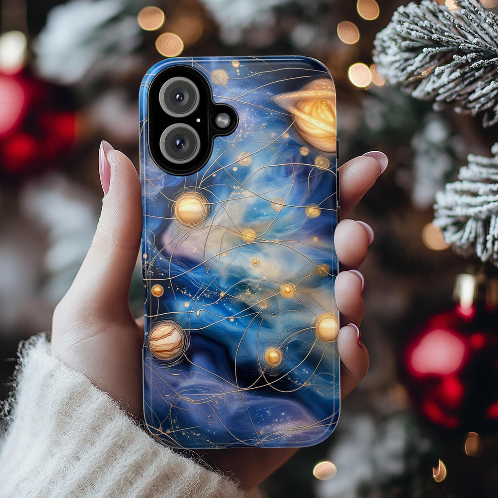Myterious Galaxy Stained Glass Phone Case with Planets & Stars | Mystic Design for iPhone 16 Pro Max 15 14 Plus Mag Safe, Samsung S24 Ultra