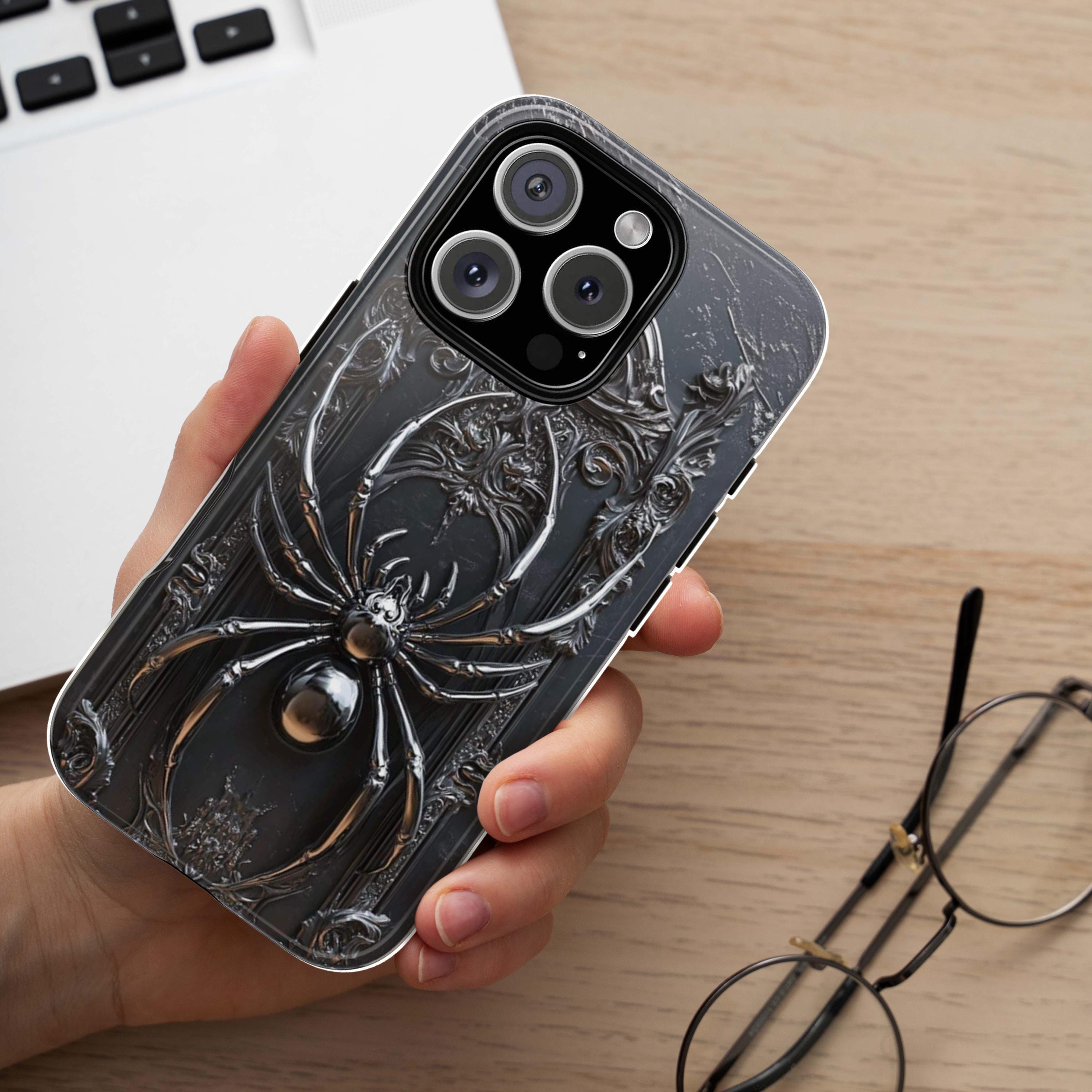 3D Dark Gothic Fantasy Spider Phone Case, Mystical Aesthetic Phone Cover for iPhone 16 15 14 13 Pro Magsafe Samsung Galaxy S24, 465.1