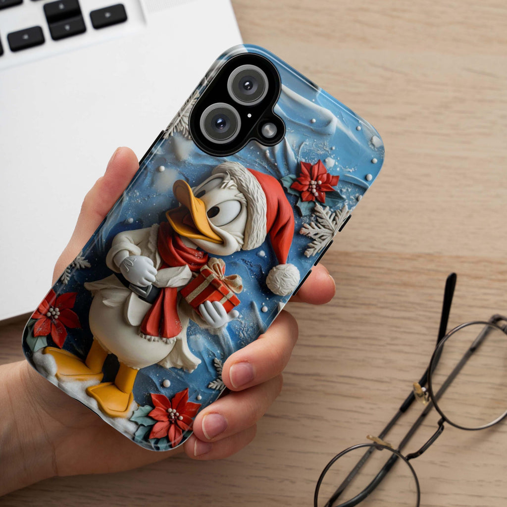 Xmas Donald Duck 3D Phone Case, Cartoon Santa Case, Disney Christmas Holiday Case for iPhone 16 15 Magsafe, Samsung S24, 442.20