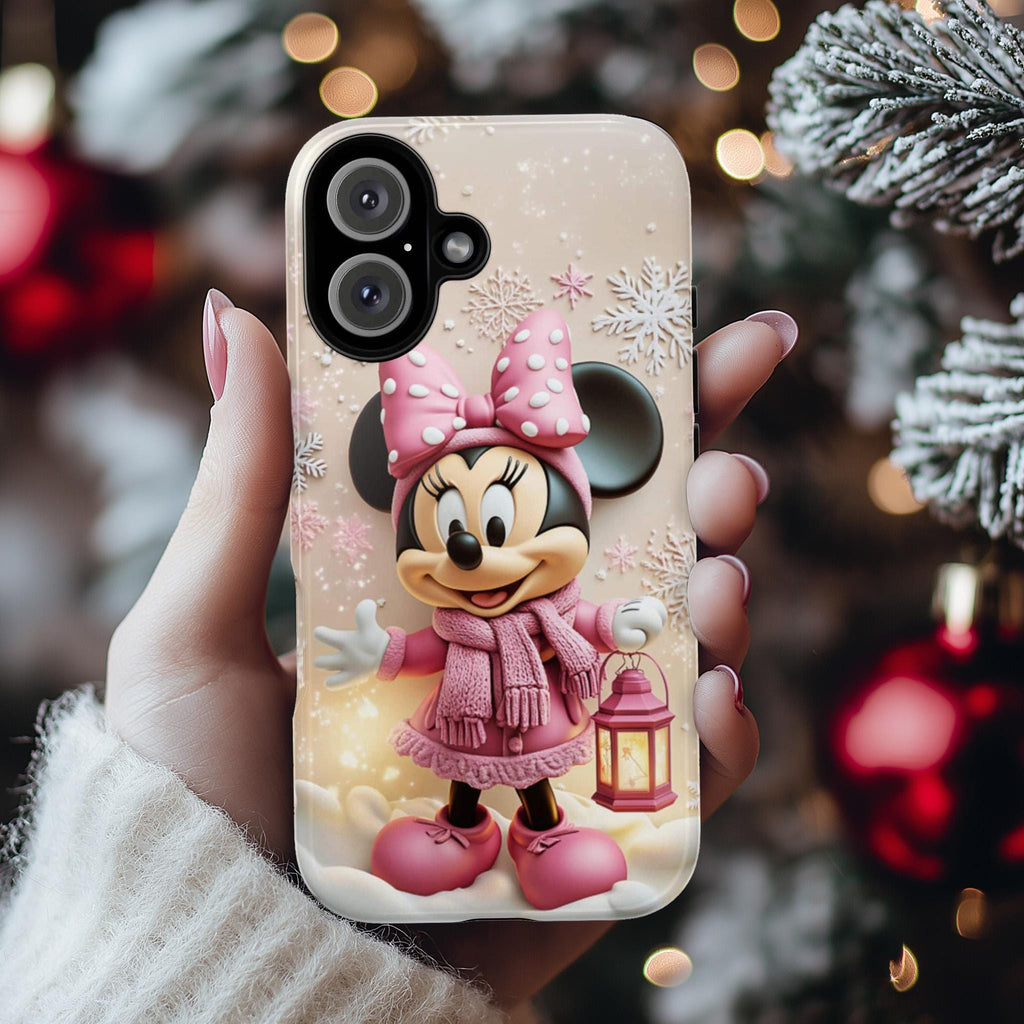 Christmas Minnie Mouse 3D effect Phone Case, Xmas Cartoon Design, Minnie Mouse Phone Case for iPhone 16 15 Magsafe, Samsung S24, 442.9
