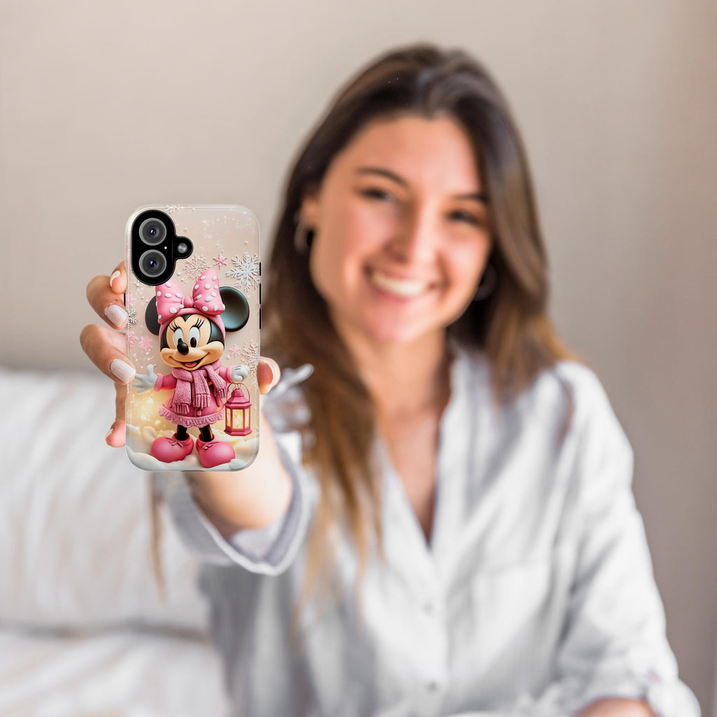 Christmas Minnie Mouse 3D effect Phone Case, Xmas Cartoon Design, Minnie Mouse Phone Case for iPhone 16 15 Magsafe, Samsung S24, 442.9