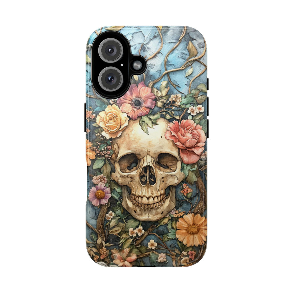 Anatomy Floral Skeleton Dia de los Muertos Phone Case, Anatomical Art Flowers & Skeleton Phone Cover for iPhone 16, Samsung S24, 435.6