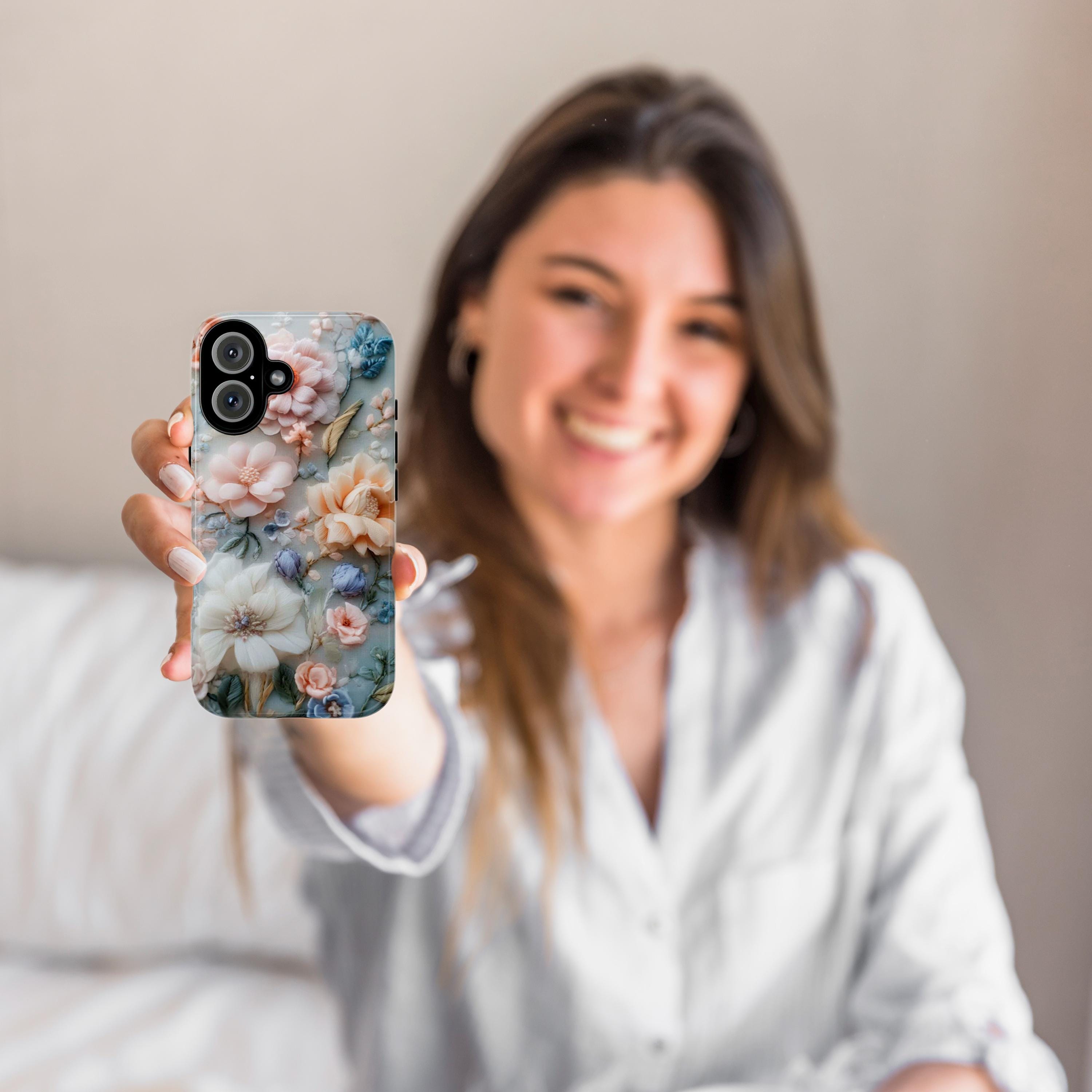 Spring Floral Art Phone Case, Pastel Bloom 3D Design, Floral Garden Case for iPhone 16 15 14 13 Pro Max Plus Magsafe, Samsung S24, 439.43